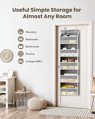 Miniatura 6 de Oterri Organizador de 5 niveles para colgar sobre la puerta, organizador para colgar en la puerta con 11 bolsillos, a prueba de hundimiento,