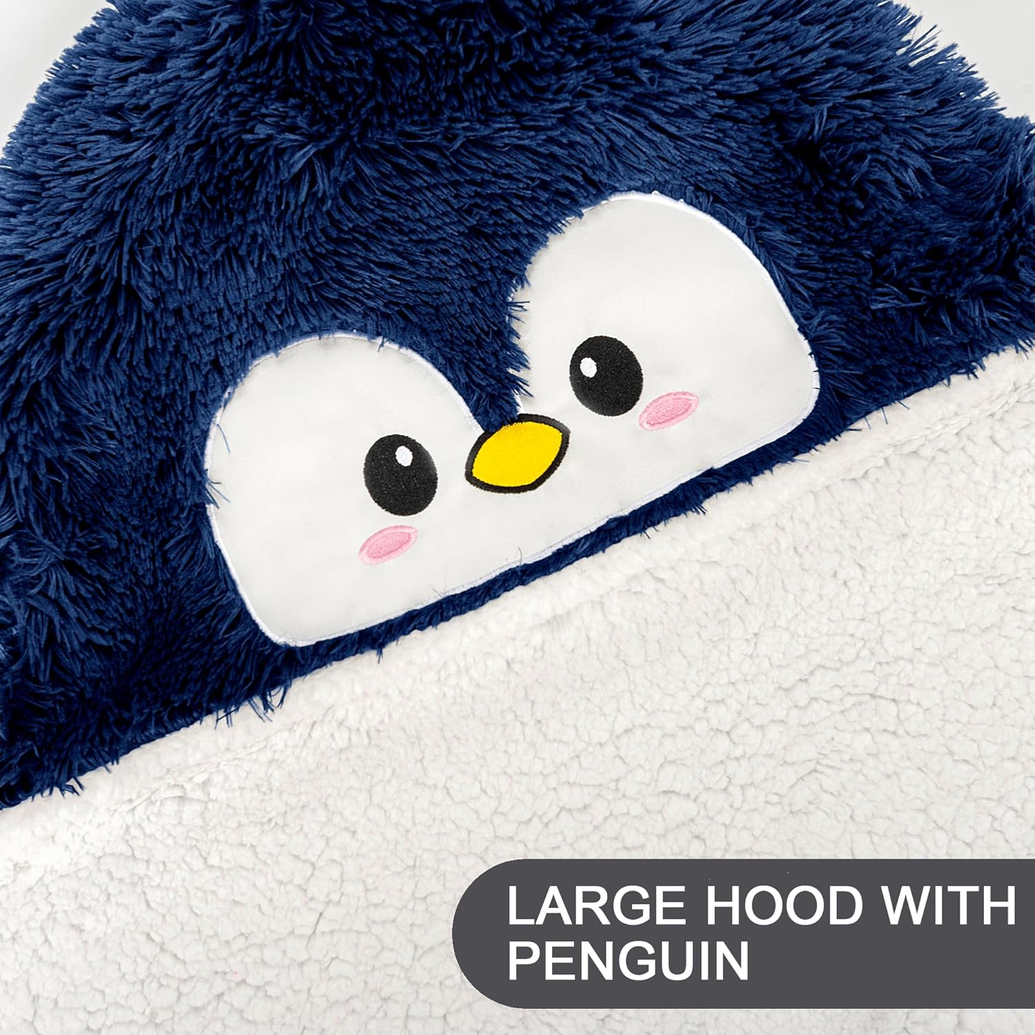 Penguin Wearable Hooded Blanket for Adults – Super Soft Warm Cozy Plush Flannel Fleece & Sherpa Hoodie Throw Cloak Wrap - Penguin Gifts for Women Adults Girls and Kids - Image 2