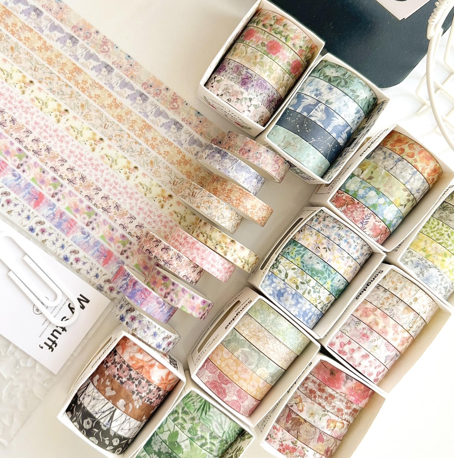 YUBX Flowers Washi Tape Set 60 Rolls Floral Patterns Decorative Skinny Blooms Masking Tapes for Arts DIY Crafts, Journals - Image 3