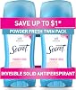 Secret Antitranspirante y desodorante sólido invisible Powder Fresh paquete doble 5.20 oz 2.6 oz (paquete de 2) 1