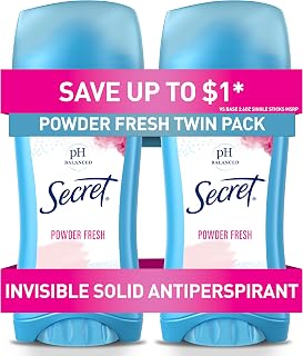 Secret Invisible Solid Antiperspirant Deodorant Powder Fresh Twin Pack 5.2 oz - Trusted Odor & Wetness Protection