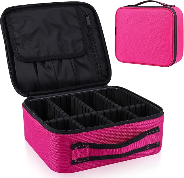 Travel Makup Bag Docolor Cosmetic Bag for Women, Waterproof Toolbox Makeup Brushes Bag with Compartment Removable Dresser Organizer