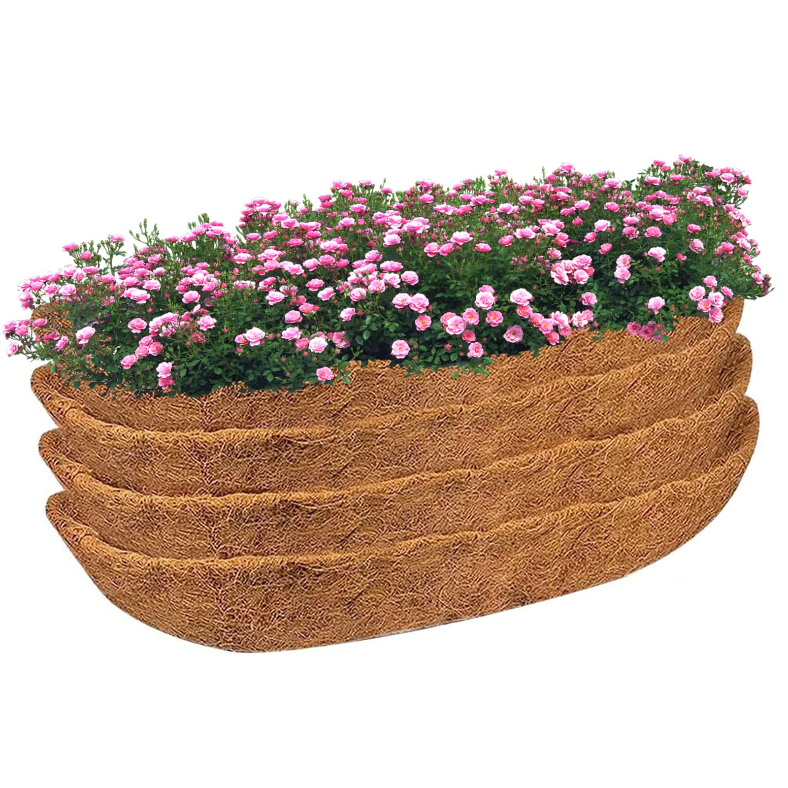 Wedhapy Hanging Basket Liners Trough Coconut Liners for Planter 24 Inch Coir Fiber Replacement Hanging Basket for Window Box Wall Planter 4Pcs