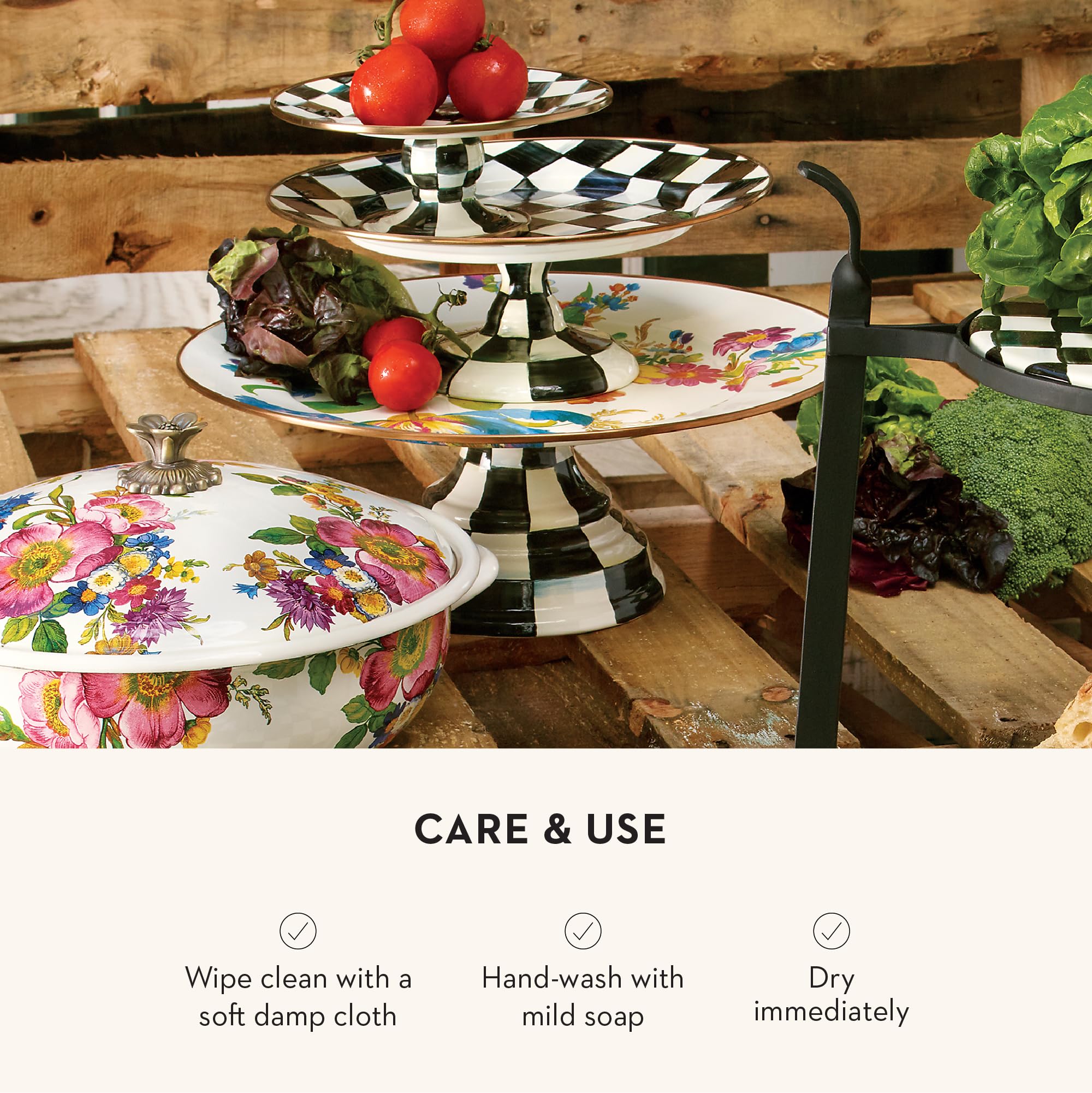 Amazon.com | MACKENZIE-CHILDS Enamel Pedestal Platter, Round Cake