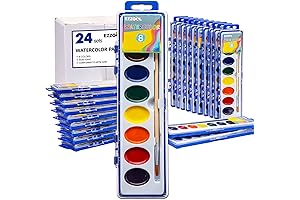 24-Piece Washable Watercolor Paint Set with Wooden Brushes