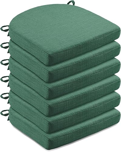 LOVTEX Paquete de 6 cojines para sillas de comedor, almohadillas de espuma viscoelástica con lazos y respaldo antideslizante, cojín de asiento para