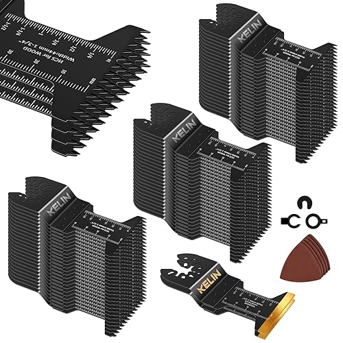 KELIN 78 hojas de herramientas oscilantes con dientes largos japoneses para madera, cuchillas multiherramienta de alta eficiencia, hojas de sierra