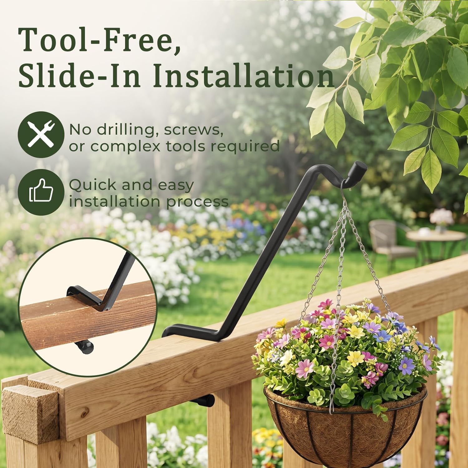 Frienda 12 Pcs Heavy Duty Deck Hook Deck Bird Feeder Hanger Balcony Railing Hanger Decoration for Outdoor Hanging Flower Baskets Plants Wind Chimes Lanterns Fits Rails 2x4, 2x6, 2x8 Inch