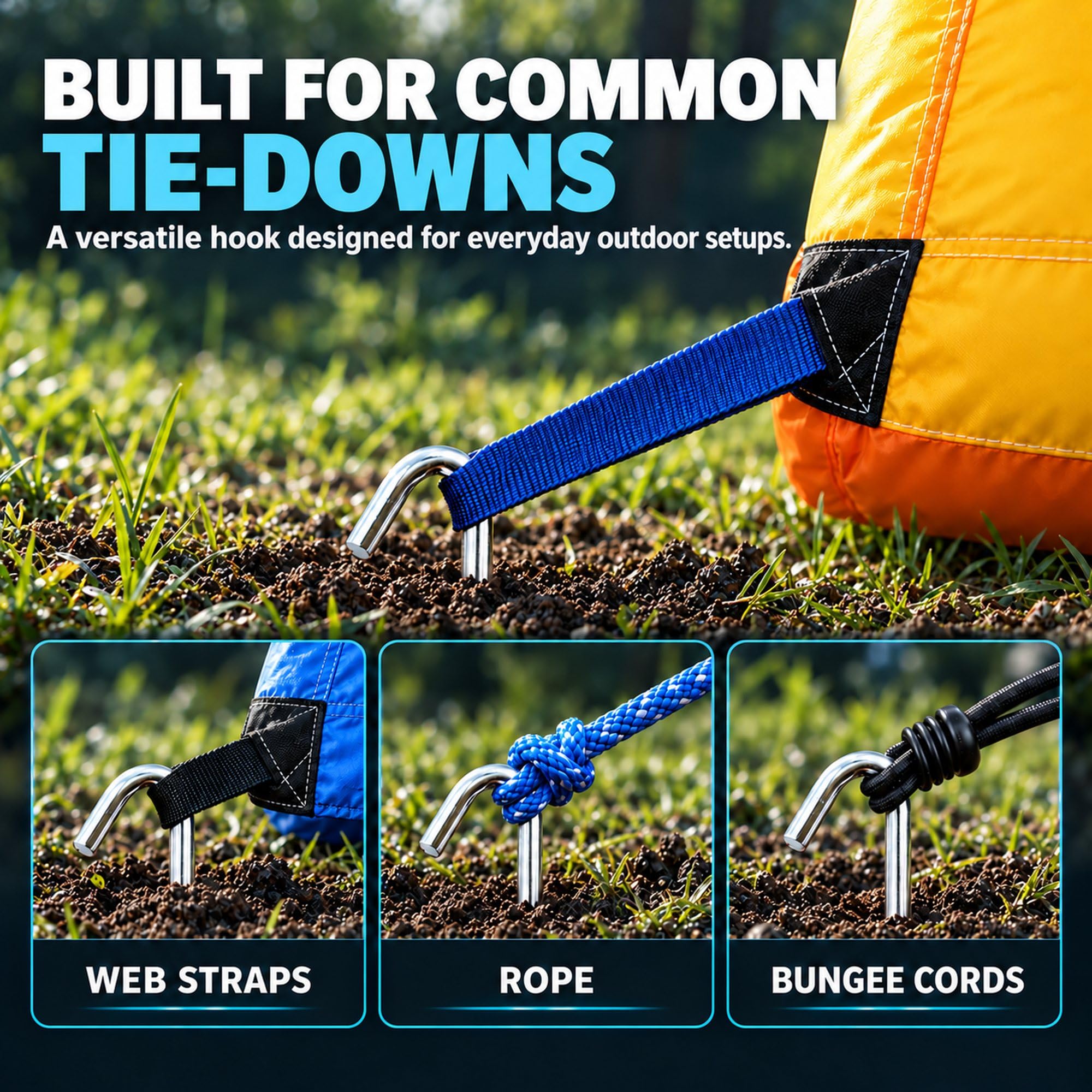 Heavy Duty Steel Tent Stakes - 10 Pack -5