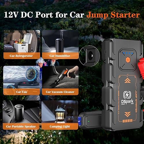 Miniatura 4 de G21C 2000A Jump Starter Batería portátil Booster para motores de gas 7.0L y 6.5L Diesel Caja de salto de 12V con USB carga rápida linterna LED con