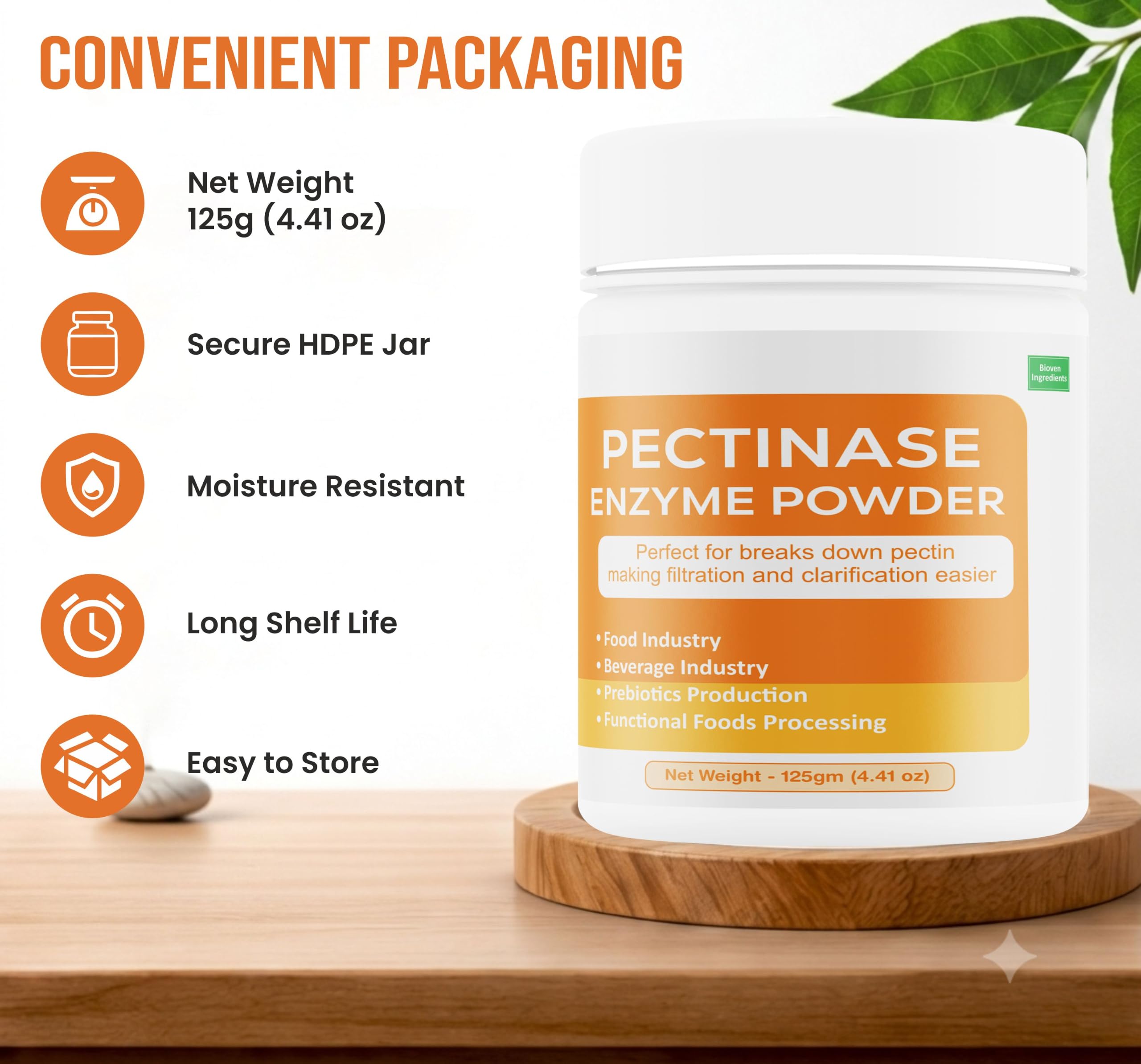 Bioven Ingredients Pectinase Enzyme Powder for Fruit Processing, Juice Clarification & Yield Improvement, Premium Pectin-Breaking Enzyme for Pulp Reduction & Extraction Support, 125gm — Amazon image 8