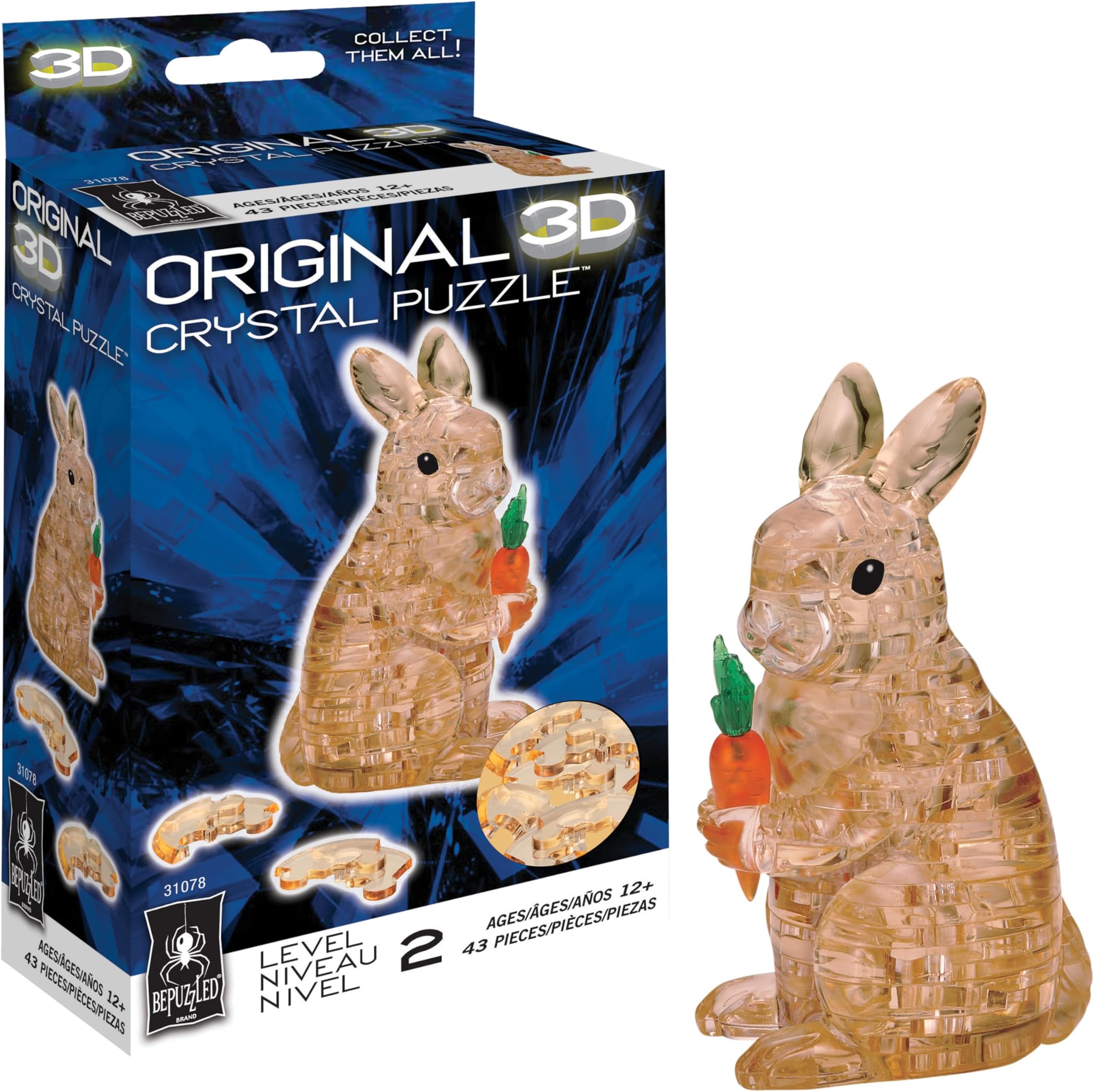 Bepuzzled 31078 Original 3D Crystal Puzzle - Rabbit: 43 Pieces