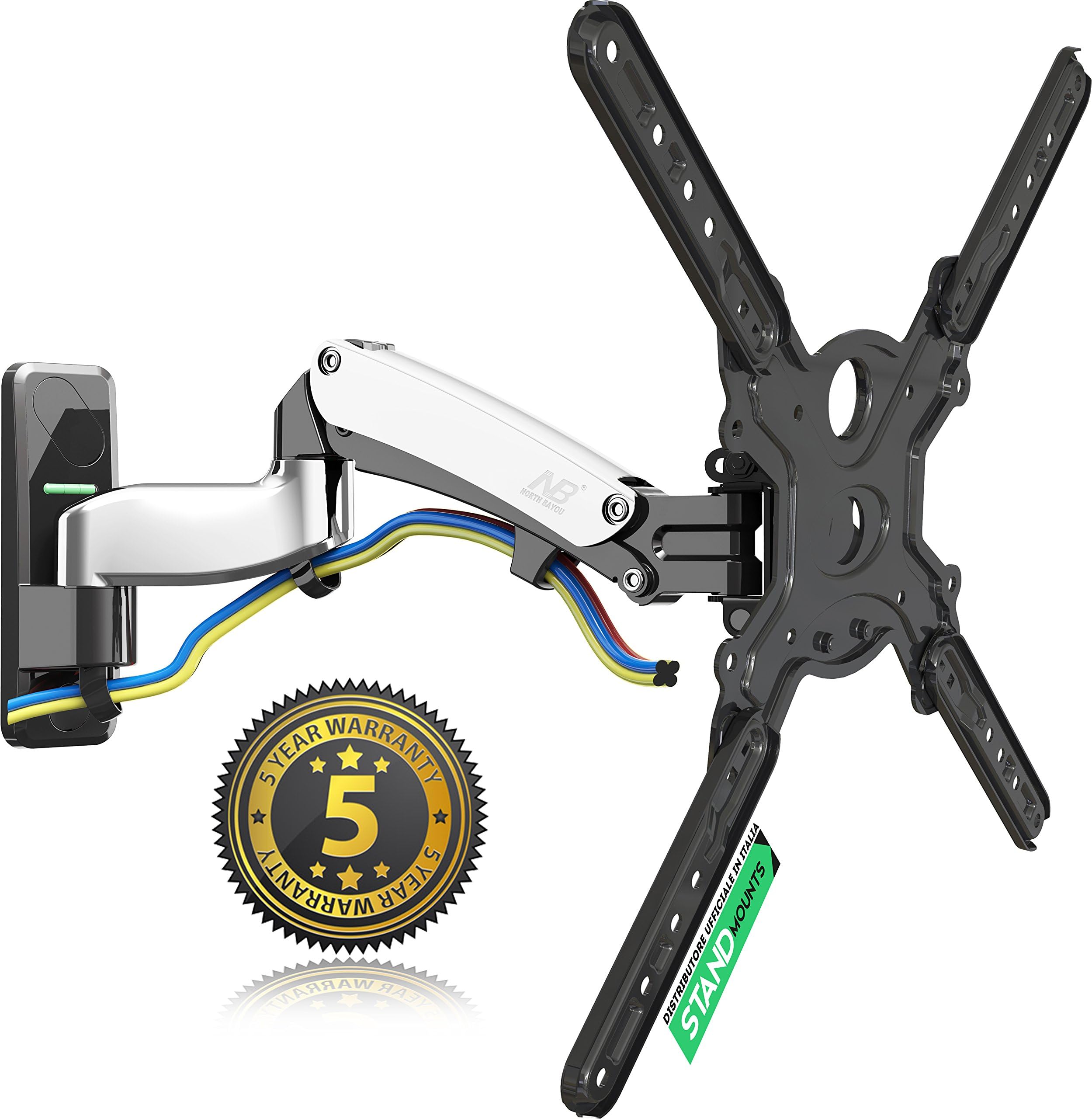 StandMounts F450 Gas Spring Full Motion TV Wall Mount Bracket for 40"-50" LED LCD Plasma Flat Display Screen Monitor Arm TVs Extends 18.7" Load Capacity 17-35lbs VESA 100 x 100 - 400 x 400mm