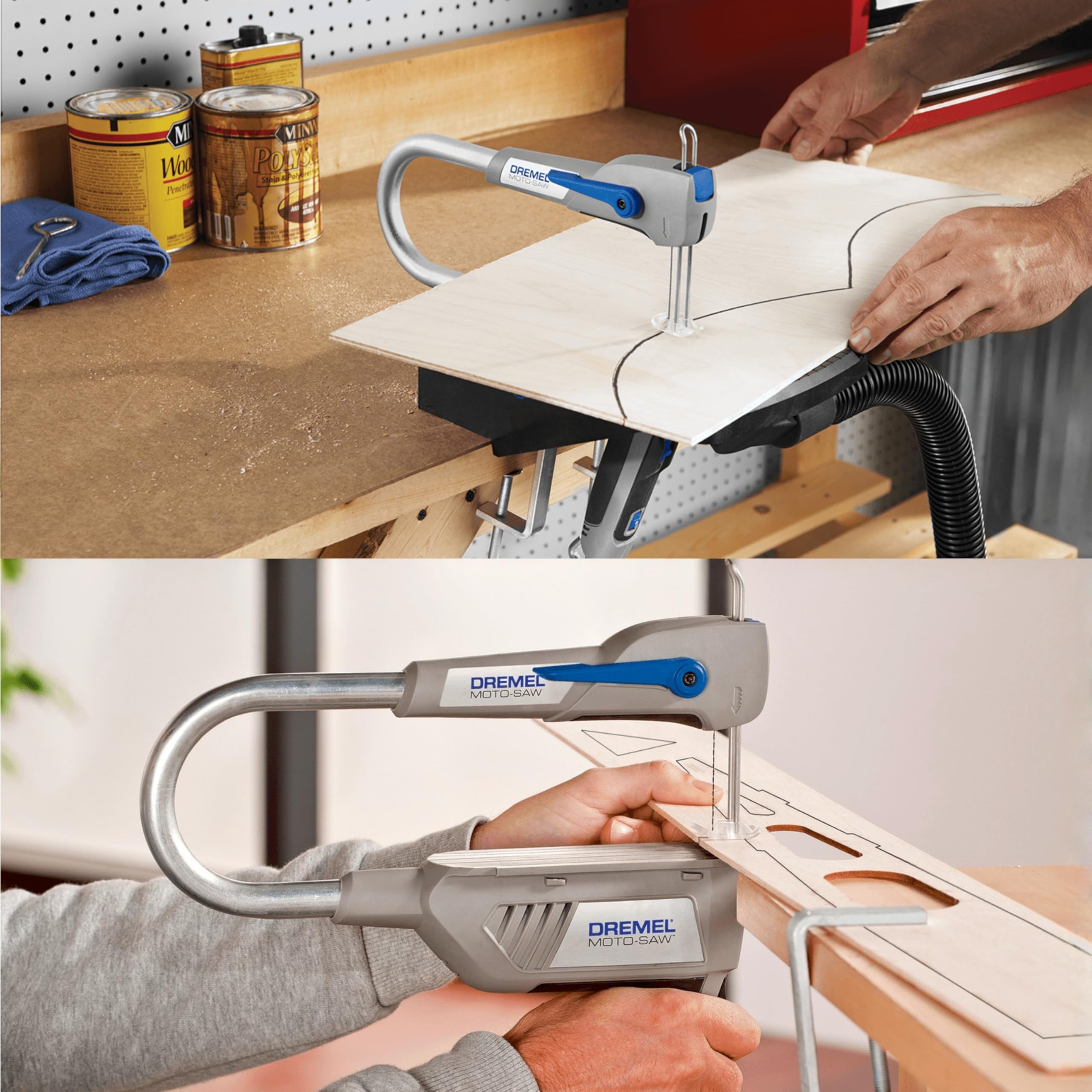 Dremel Moto-Saw MS20 - Sierra de calar estacionaria, 70 W, sierra de calar eléctrica con 1 complemento y 5 accesorios
