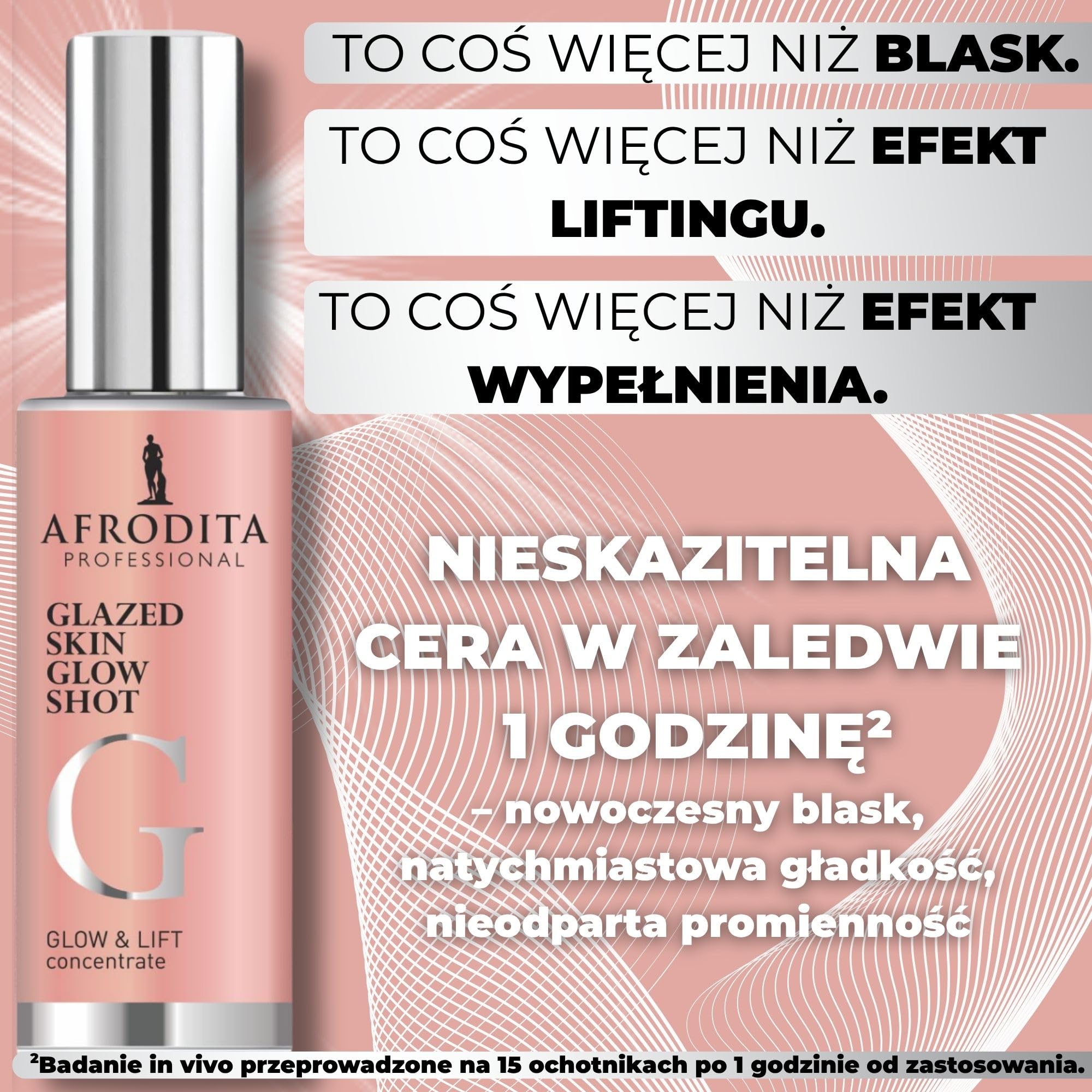 Afrodita Professional Glazed Skin Glow Shot serum do twarzy, Glow koncentrat z niacynamidem, peptydami, kwasem migdałowym i kwasem laktobionowym, zapewnia promienny, równomierny wygląd skóry szklanej