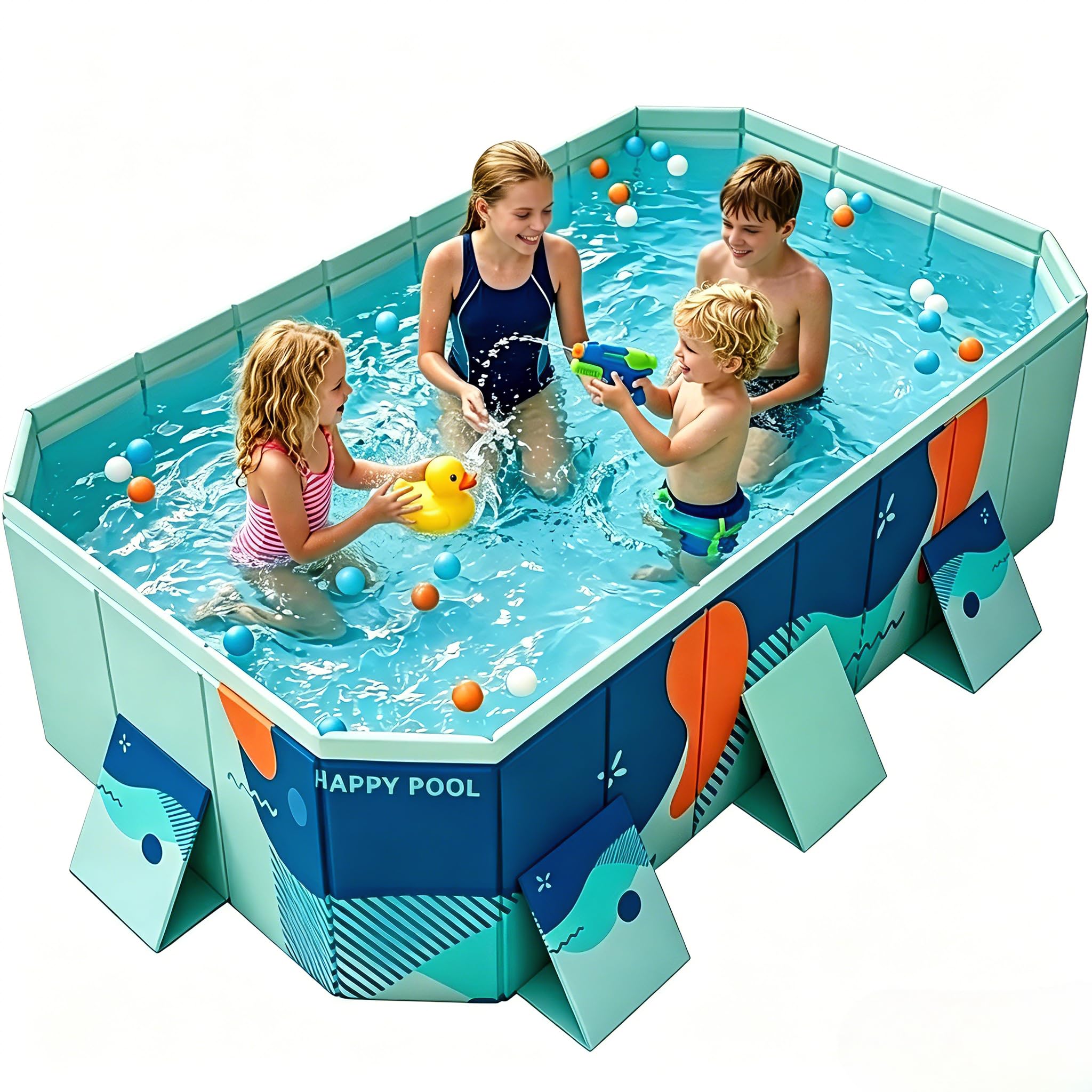 Piscina plegable Piscina portátil no inflable piscina piscina piscina de PVC antideslizante engrosada para jugar con perros y mascotas Piscina infantil grande interior y exterior 2,6 m