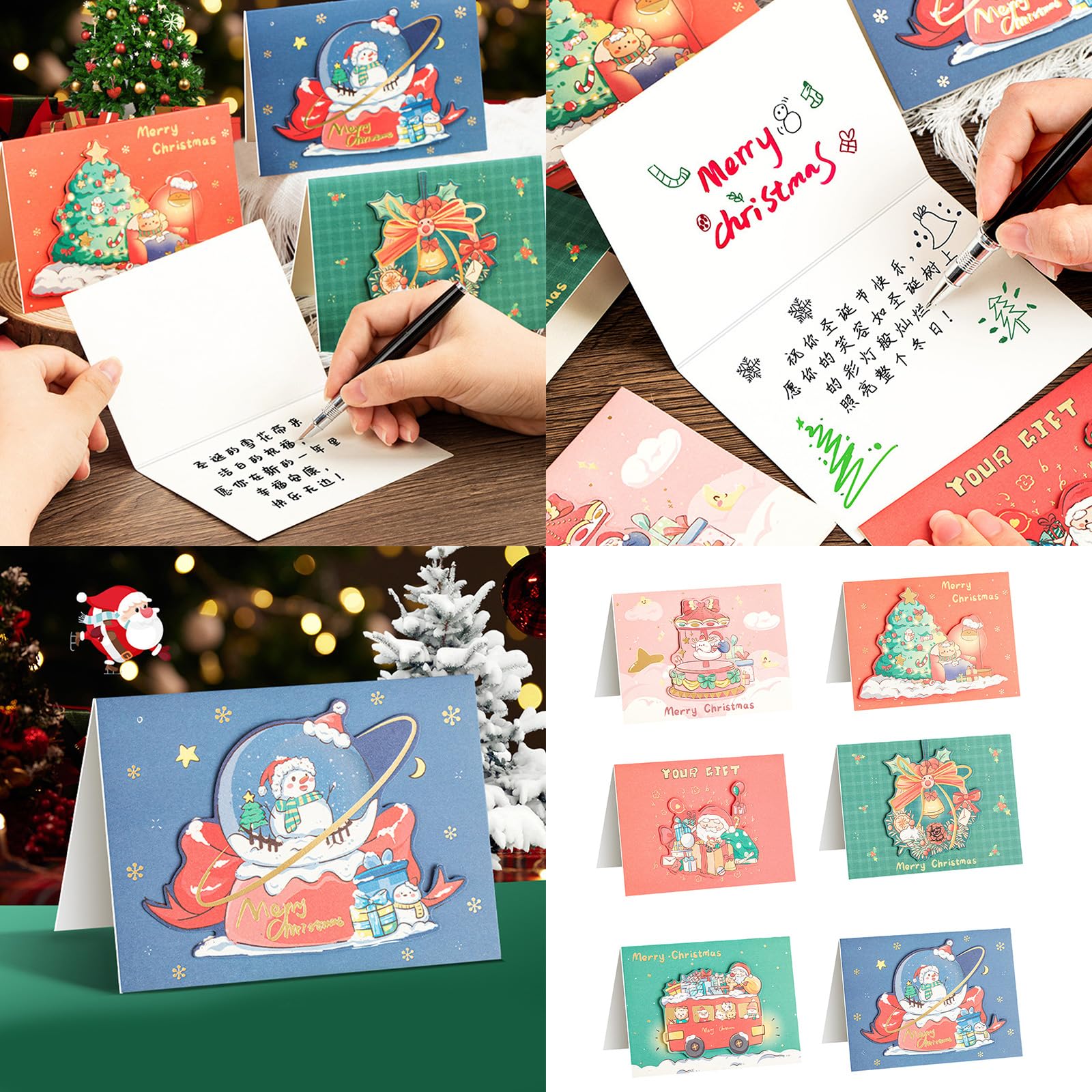 Lot de 30 cartes de Noël 3D 9,1 x 12,7 cm - Carte de vœux pour les vacances d'hiver - Carte de vœux de Nouvel An pour ami