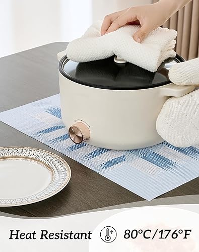 Miniatura 367 de Leetaltree - Manteles individuales, resistentes al calor, antideslizantes, para mesa de comedor, lavables, duraderos, tejido de PVC