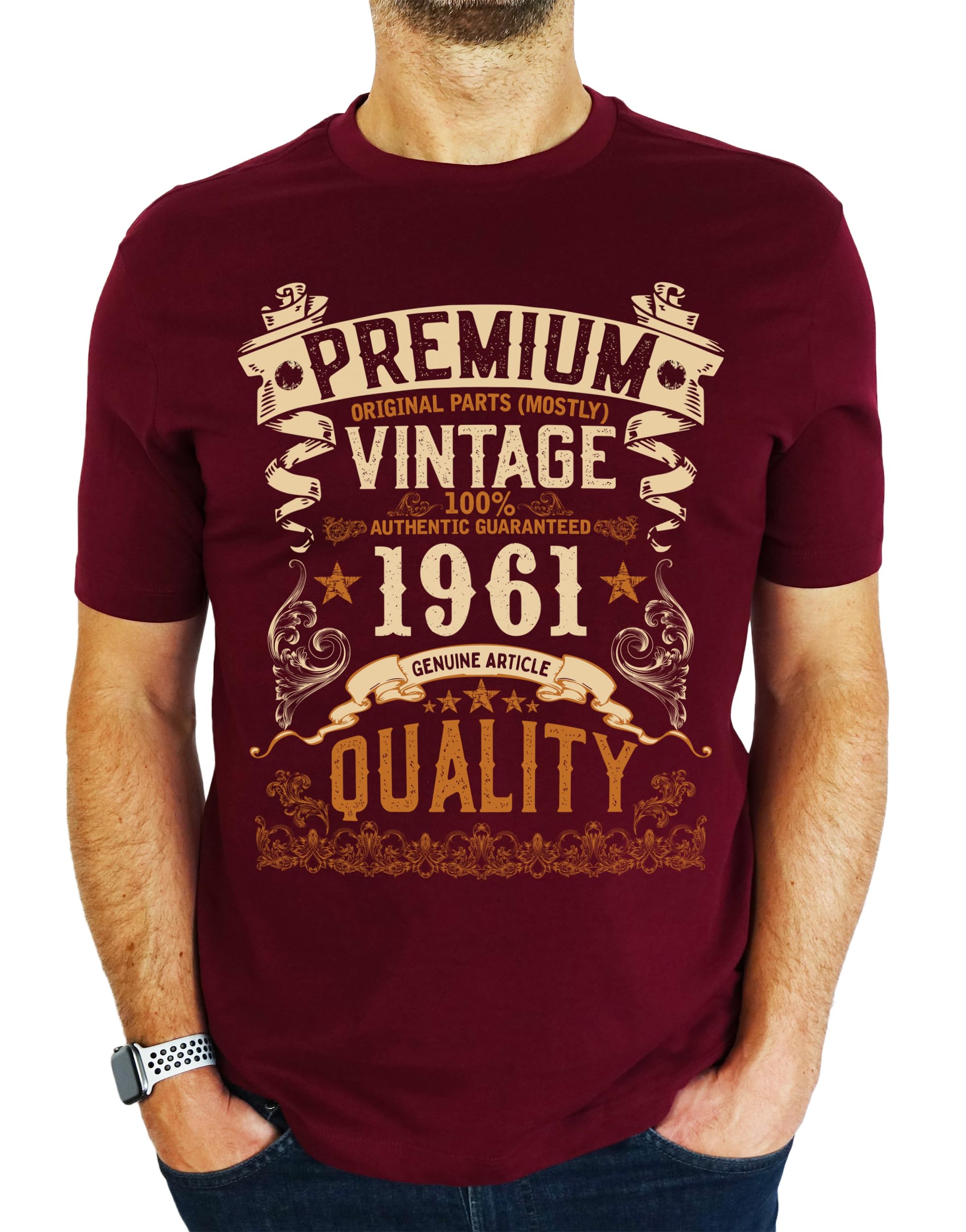 My Generation Gifts Men's Burgundy 1961 Vintage - Premium Quality - 65Th Birthday Gift | Present T-Shirt L