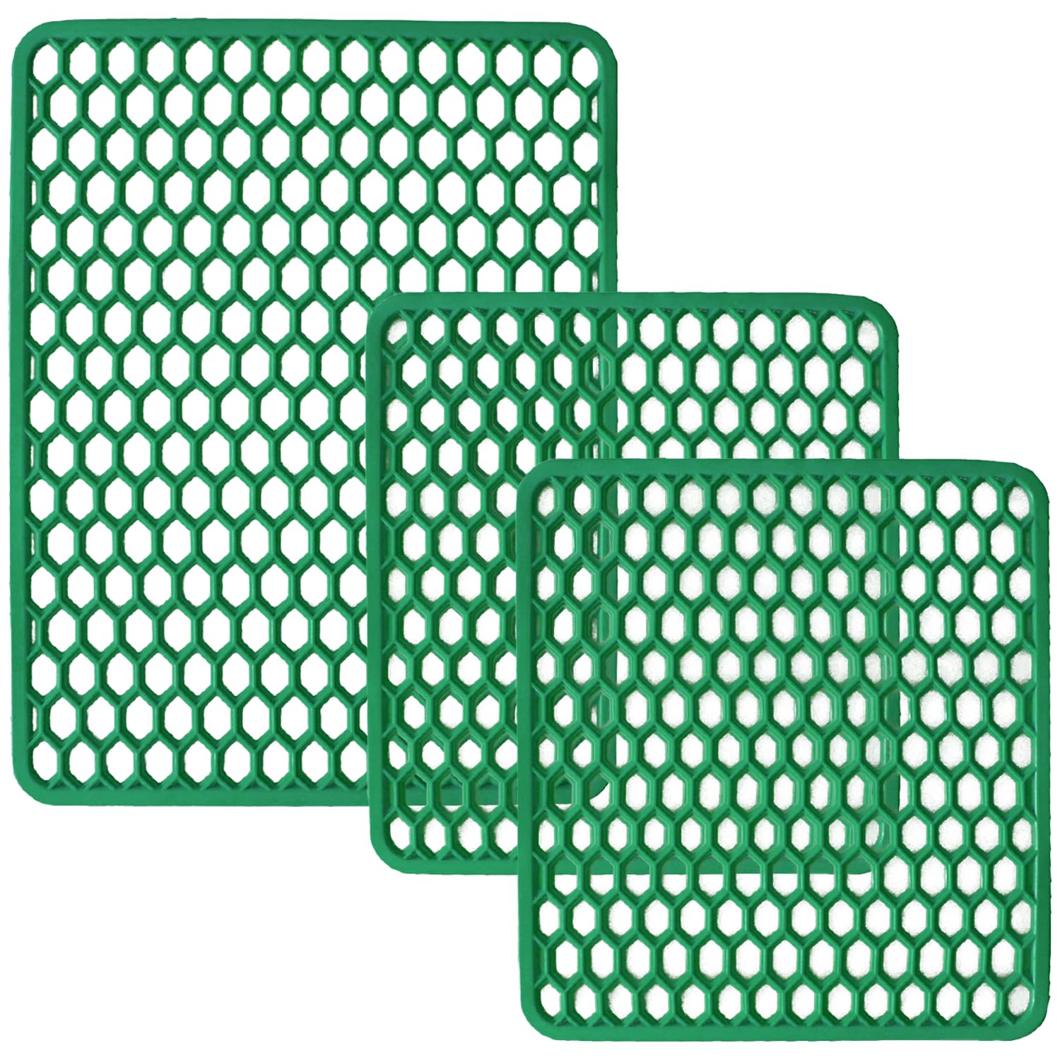 Sicignano | Set Tappetini per Lavello in Gomma Colore Acqua Marina, 1 Scolapiatti 40x32 cm, 2 Fondo Lavello 33x29 cm - Multiuso, Resistente, Made in Italy