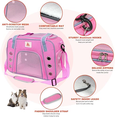 Miniatura 10 de Lifeand Transportador de mascotas aprobado por aerolíneas para gatos, perros pequeños, gatitos, transportador de viaje plegable de lados suaves