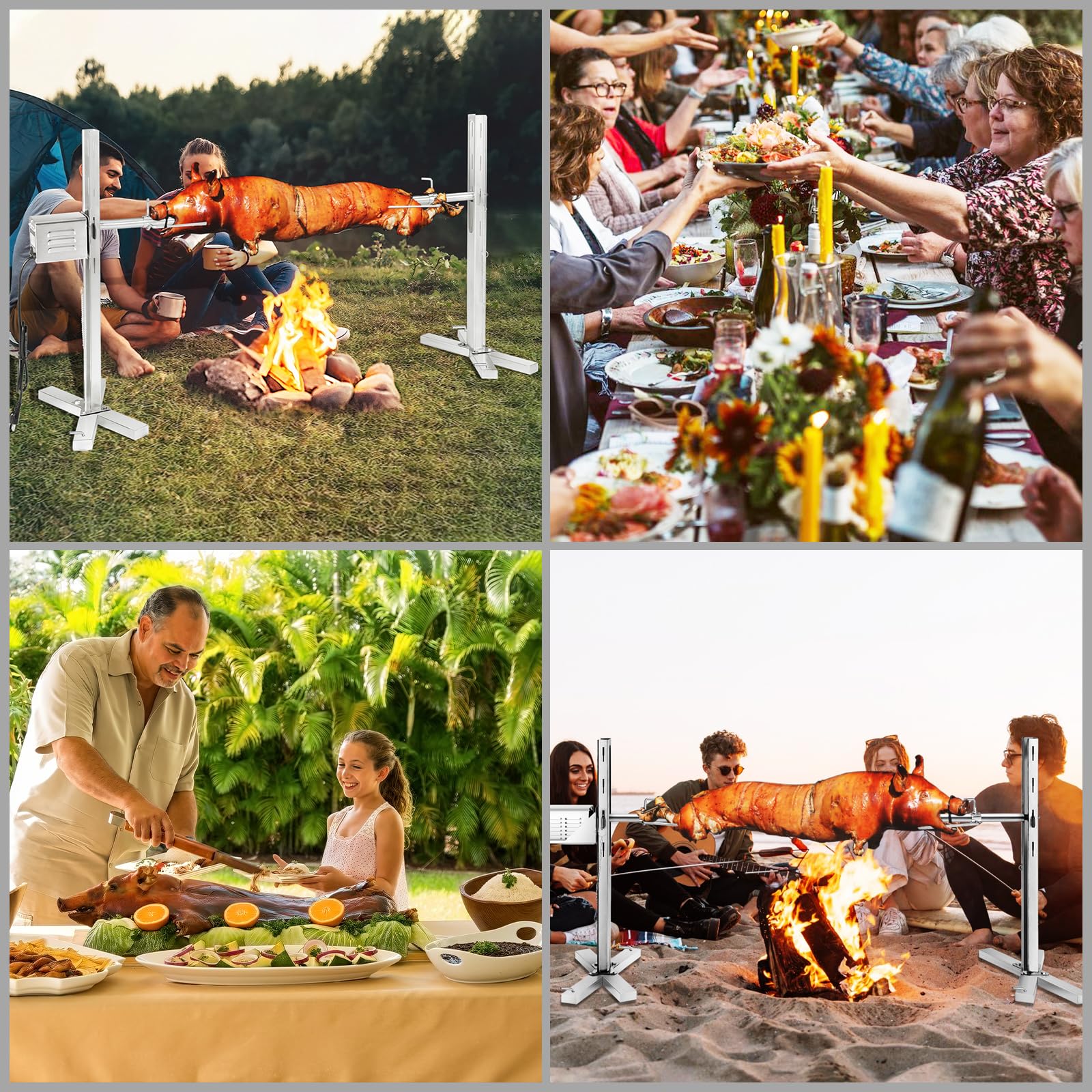 40kg Edelstahl Spanferkelgrill mit Motor BBQ Spießgrill für Schwein Spanferkelgrills, Verwendet für Außenbereich, Camping, Party Spannferkelgriller Motor