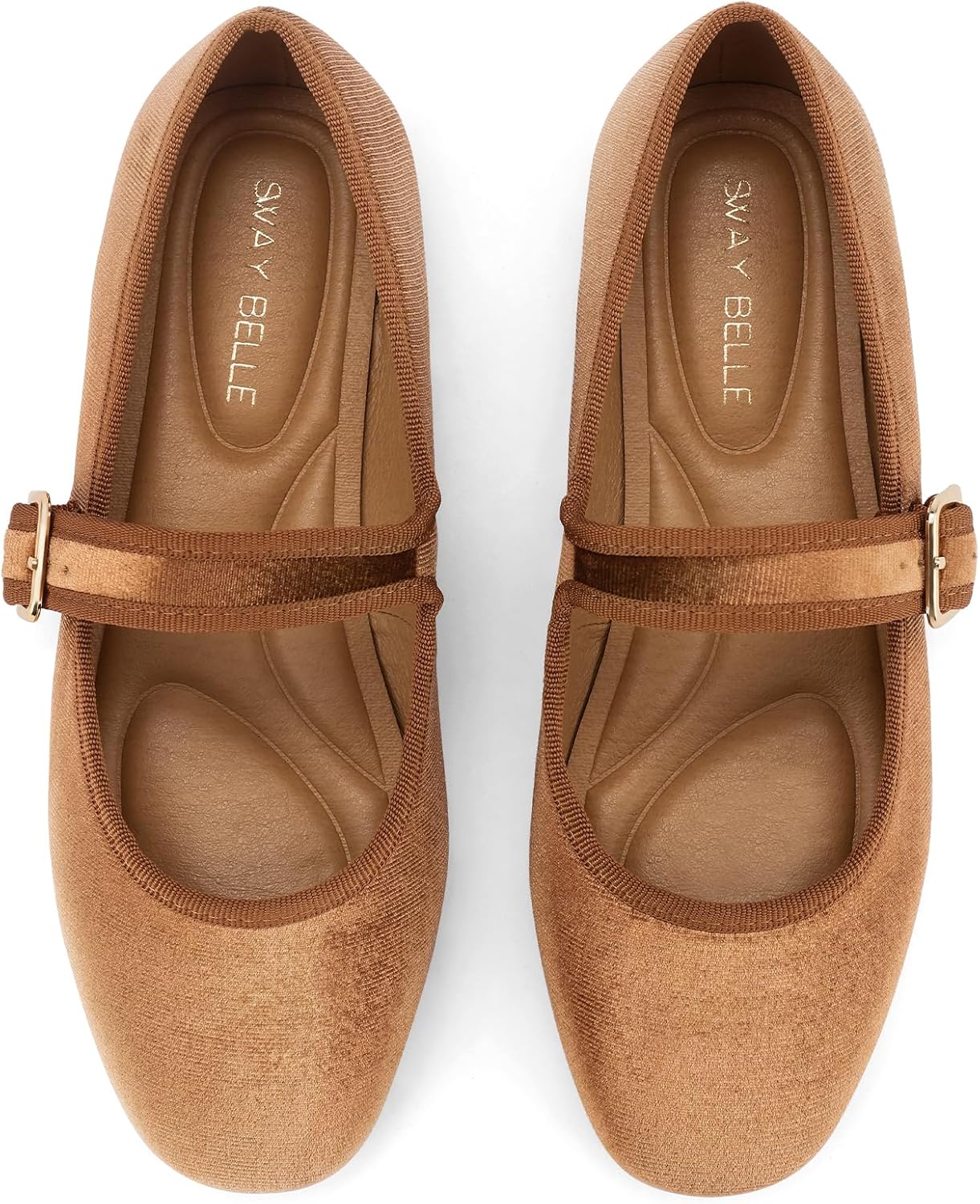 Womens Velvet Mary Jane Ballet Flats Adjustable Buckle Comfortable Square Toe Dress Shoes for Women - Image 6