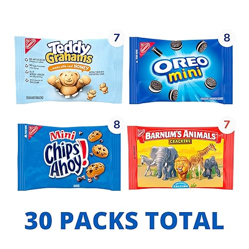 Miniatura 3 de Nabisco Team Favorites - Paquete variado OREO Mini CHIPS AHOY Mini galletas de animales Teddy Grahams Honey  Barnum 30 paquetes