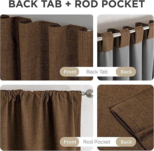 Miniatura 23 de Joydeco - Cortinas 100% opacas, 2 paneles de lino natural para oscurecer habitación/sala de estar, aislamiento térmico, trabillas traseras y