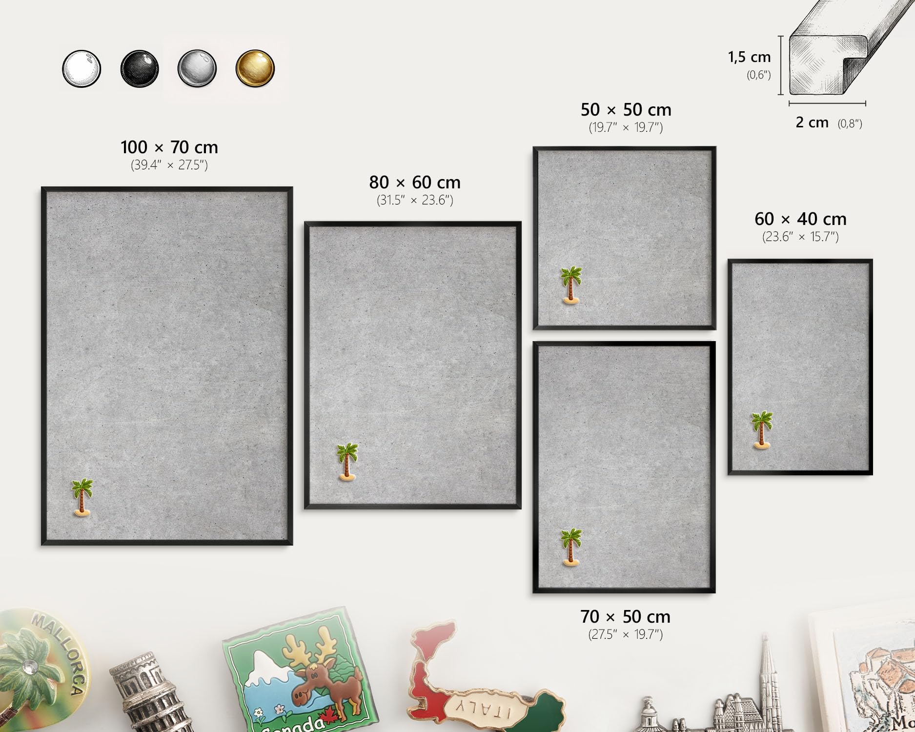 Pizarra de Pared para el Menú del Día 100x70 texture grigia Marco Negro | Pizarra | Organizador | de Pared | Tablón | Anuncios | Decorativo | Recordatorio | Notas | Planificador | Semanal | Menú