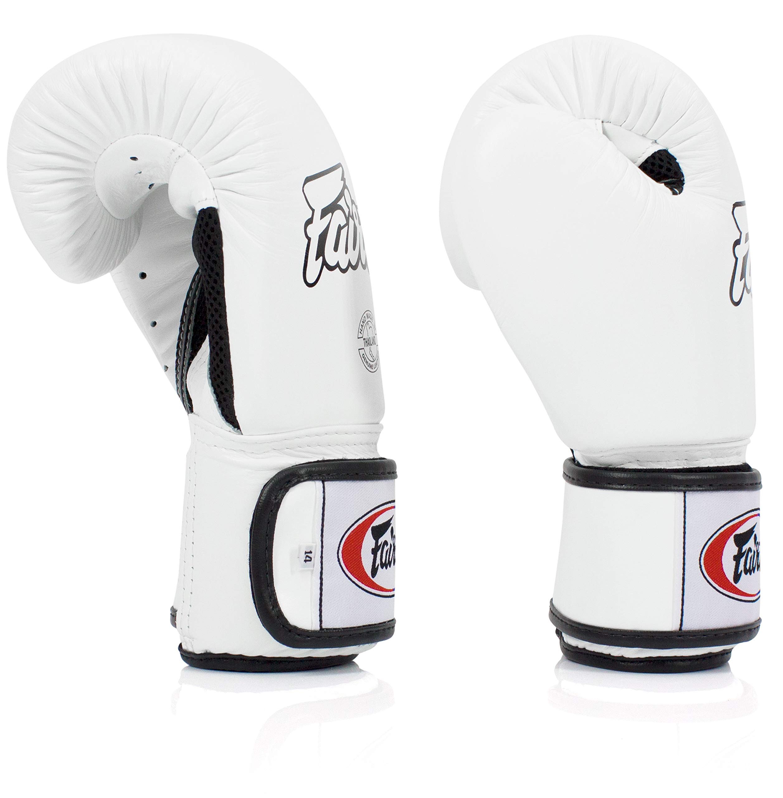 Fairtex BGV1BR Muay Thai Boxhandschuhe Atmungsaktiv für Männer, Frauen, Kinder | MMA, Kickboxen, Fitnessstudio, Training | Hochwertige, leichte & stoßdämpfende Boxhandschuhe(14oz-Weiß)