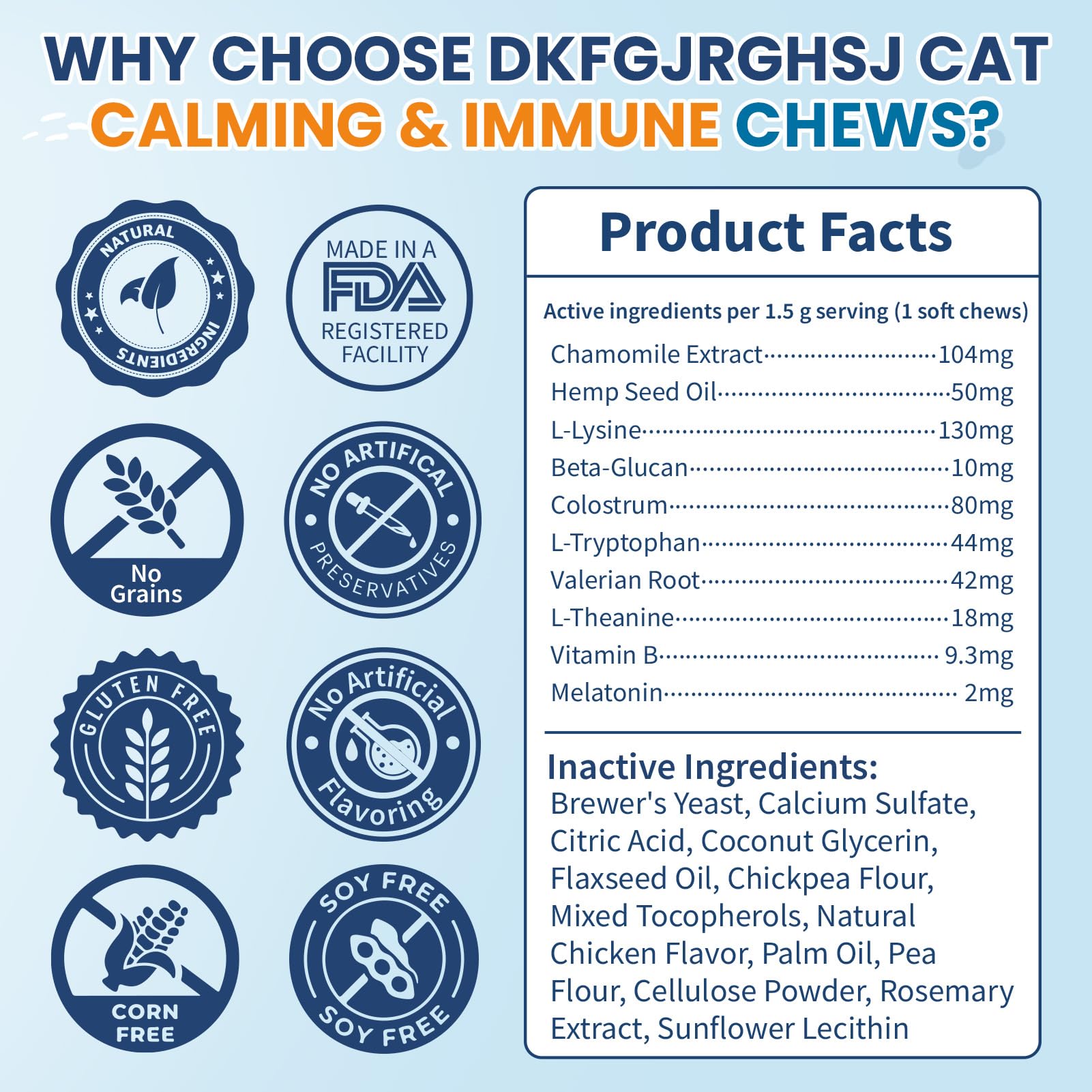 Cat Calming Treats, 200 Hemp Calm Soft Chews to Soothe Stressed Cats Anxiety Relief & Immune Support Chicken Flavored - image 6