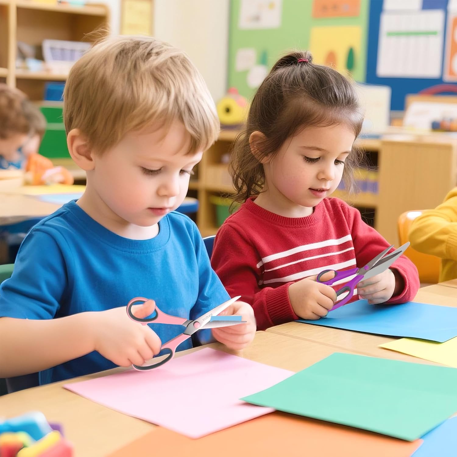 24 Pack Titanium Scissors, Rkqoa 8" All Purpose Scissor Bulk - 2.5mm Thick Sharp Scissors for Office School Sewing Craft Supplies, Classroom Must have, Teacher/Class Shears, Right/Left Handles