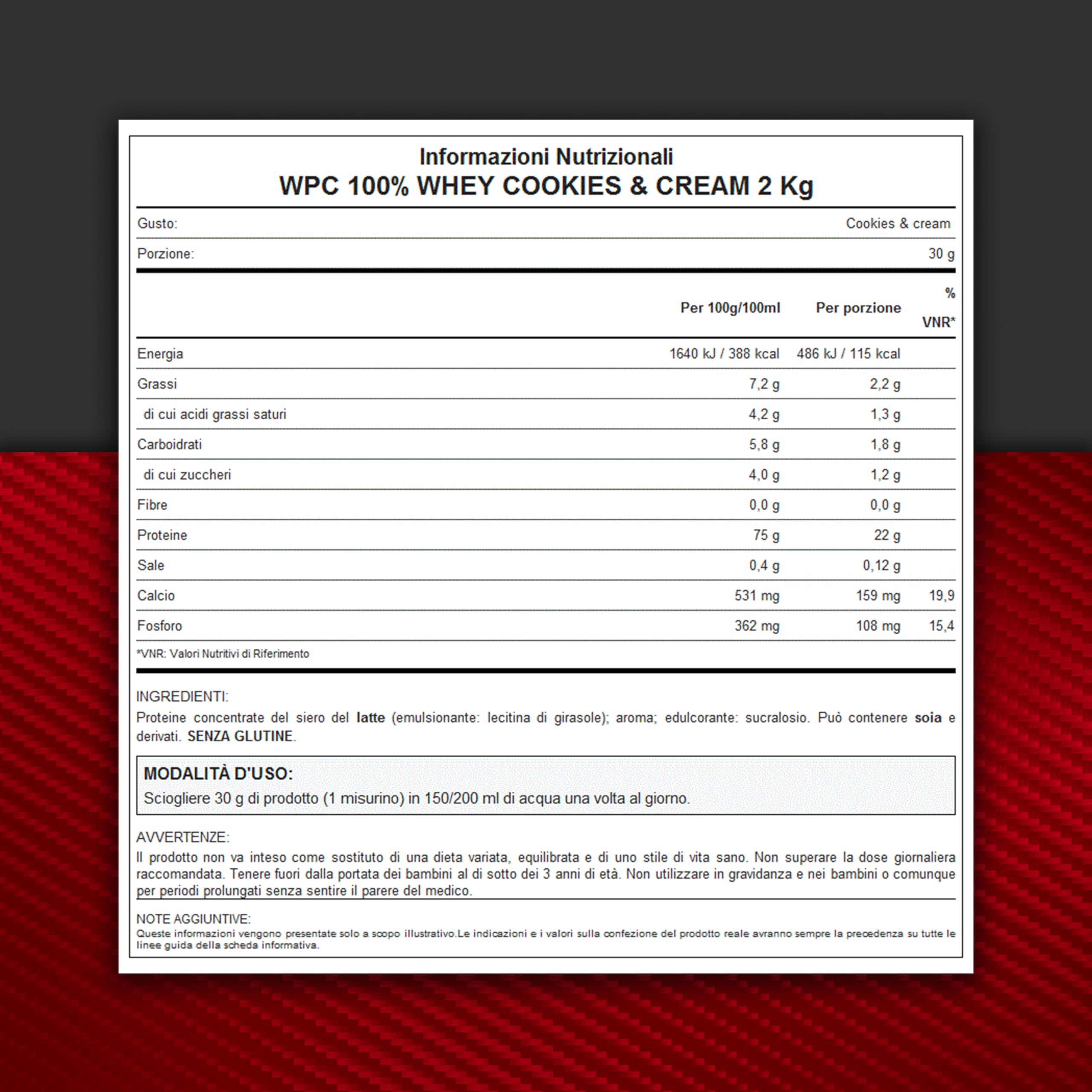 WHY SPORT WPC 100% WHEY - Proteine Whey - Proteine in Polvere per la Massa Muscolare - Senza Glutine - Gusto Cookies & Cream - 2 Kg