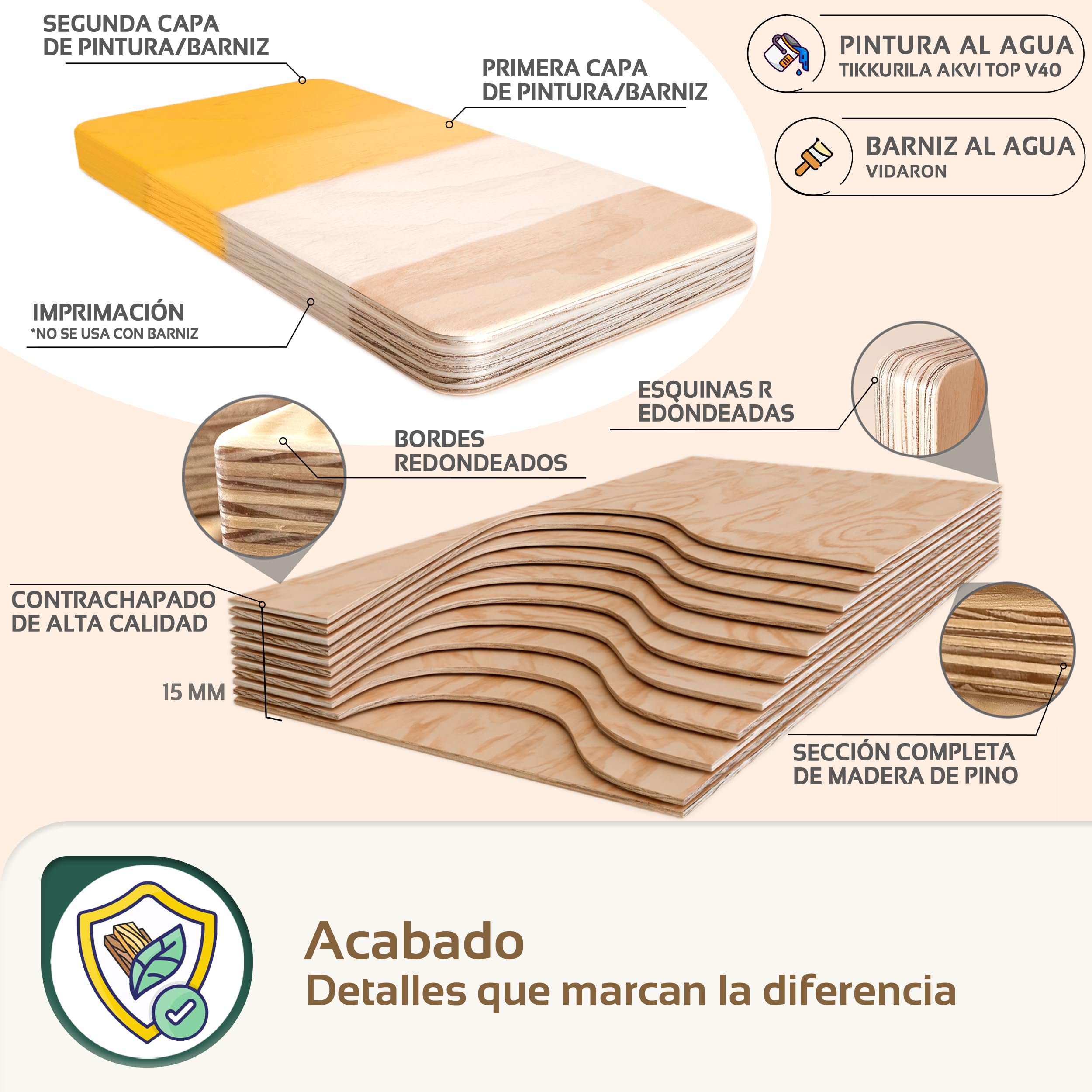 smartwood Cama 160x190 cm con Somier, de Madera, Madera, TILA 7 | Cama matrimonio, contrachapado de pino FSC, carga 300 kg, montaje fácil, bordes redondeados, estilo escandinavo