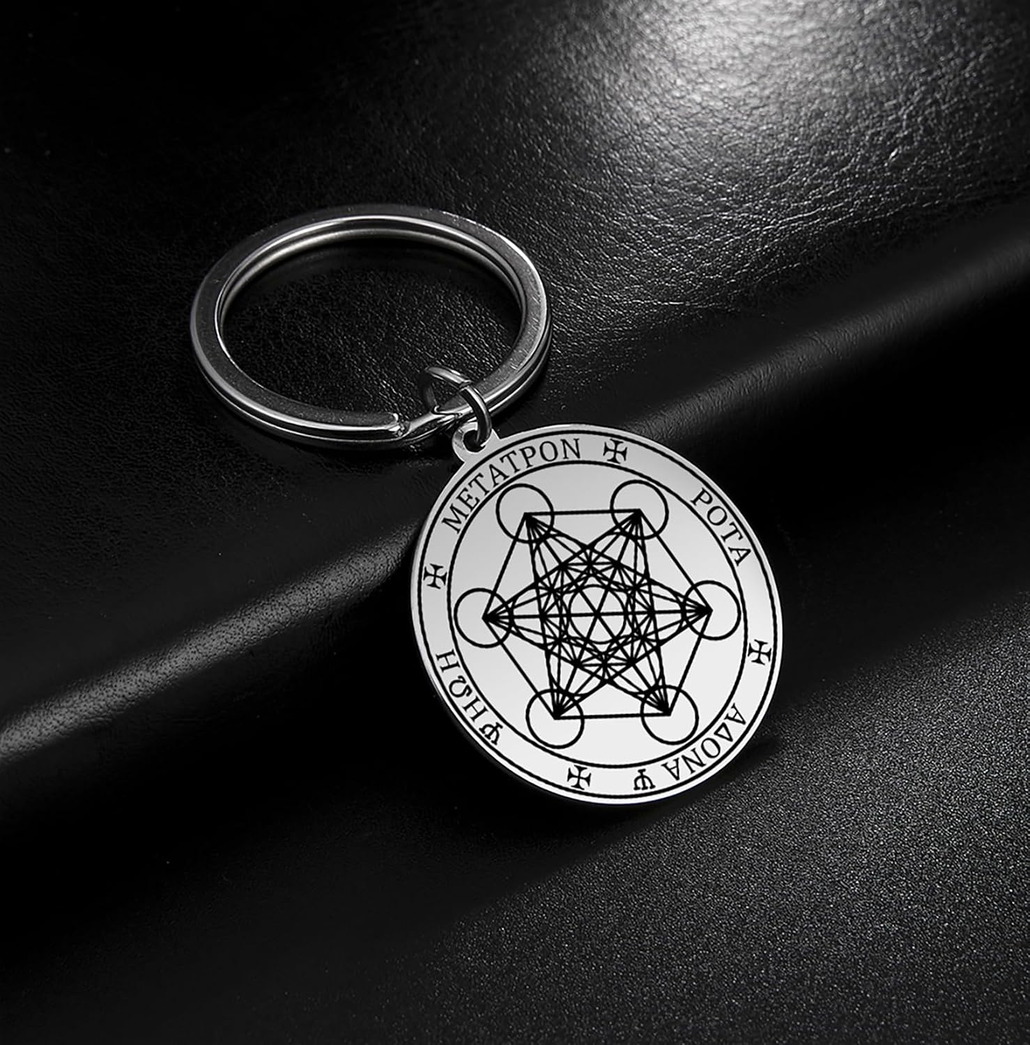 Metatron Cube Necklace for Men Sacred Geometry Pendant Seals of Archangel Angel Saint Michael Statement Keychain Spiritual Protection Talisman Religiou Jewelry