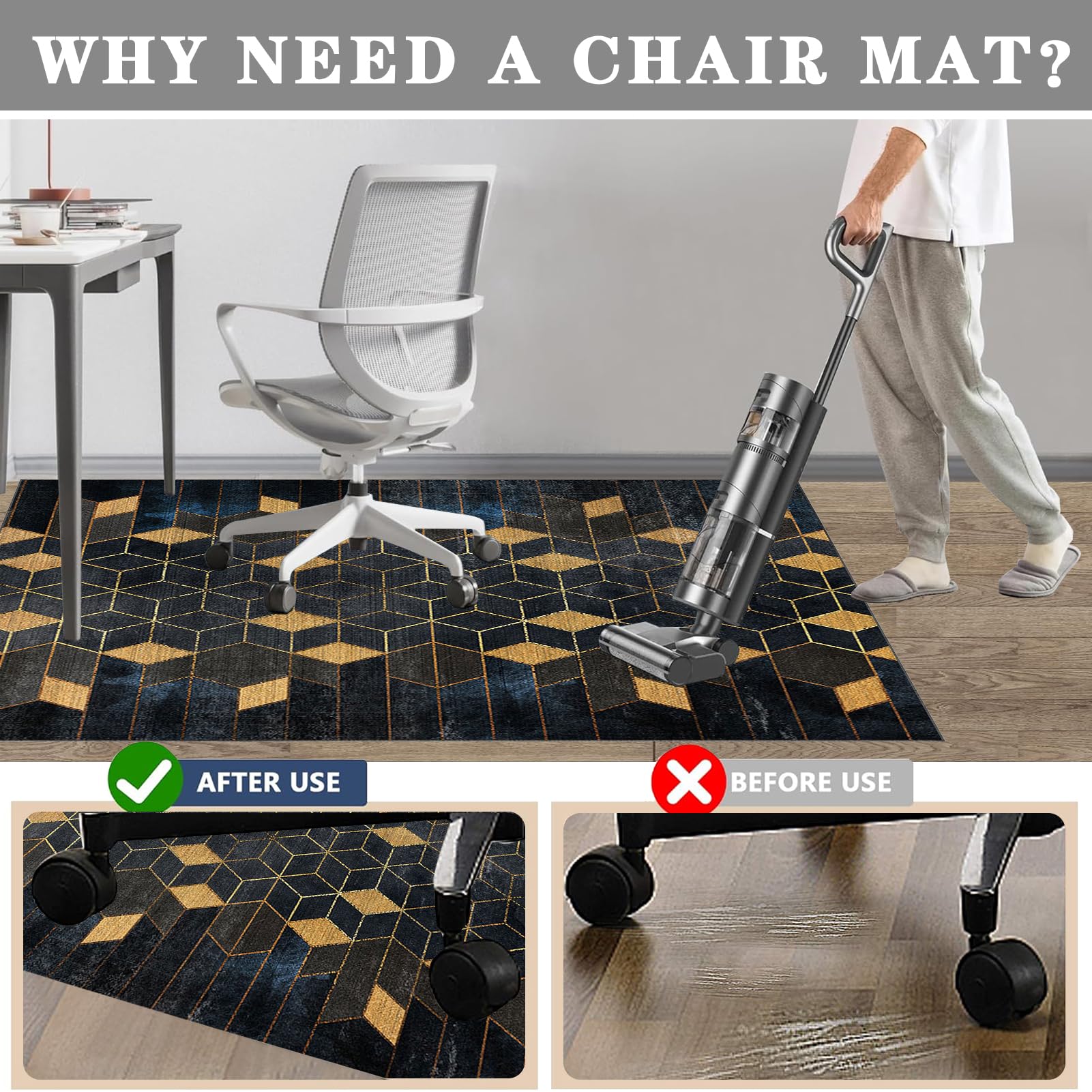 Schutzmatte und Schreibtischstuhl Unterlage, Gaming Stuhl Unterlage Bodenschutzmatte für Hartböden, Bürostuhl Unterlage, Gamer Teppich, Bürostuhl Matte für harte böden parkett rollstühle 120 x 140 cm