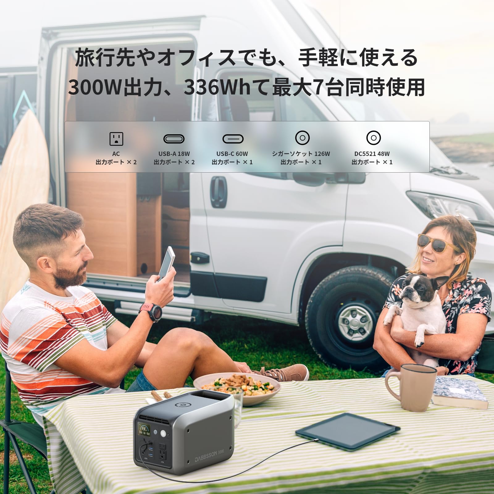 Amazon.co.jp: Dabbsson ポータブル電源 300Eと120W ソーラーパネル