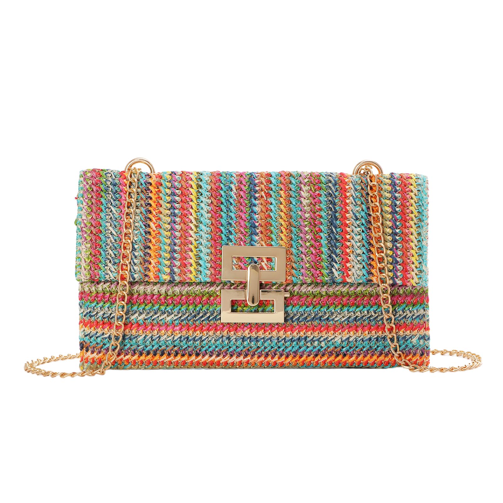 Ynport Crefreak Bolso de Hombro de Paja Para Mujer Bolso Bandolera de Paja de Verano Bolso de Playa Bolso Tejido de Playa Sobre de Mimbre Sobre de Fiesta