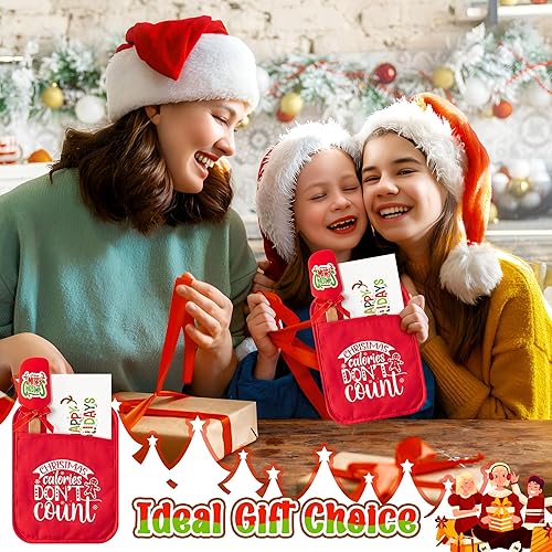 Miniatura 4 de R HORSE Juego de 3 soportes para ollas de Navidad con espátula de silicona, tarjeta de felicitación, divertido guante de horno resistente al calor,