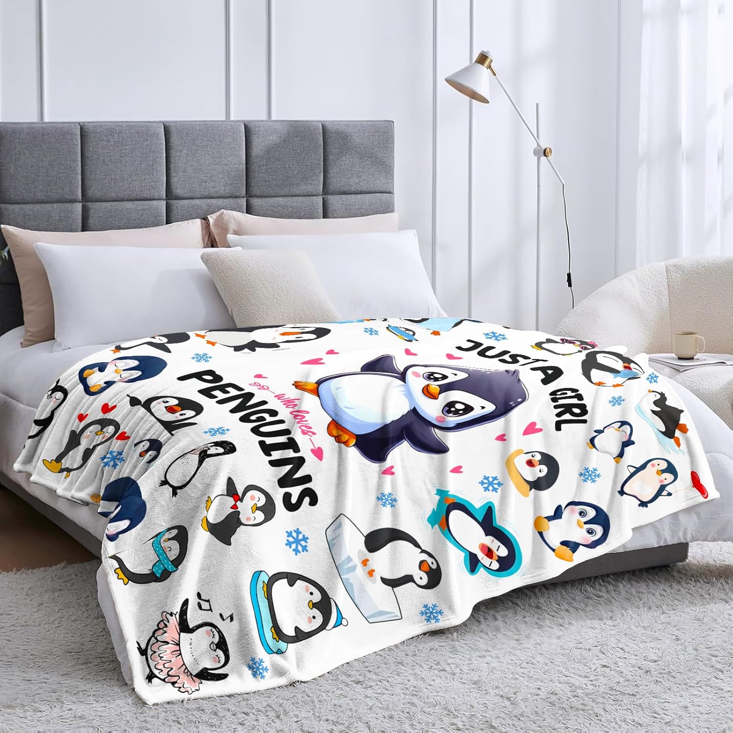 Penguin Blanket Gifts for Penguin Lovers Penguins Throw Blanket Cute Penguins Bedding Decor Stuff Gifts for Girls Women 50"x40" - Image 6