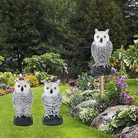 Vista 6 de KKY 2 paquetes de pájaro de búho de plástico falso, estatua de búho de jardín, puede repeler palomas lejos de la casa, jardín, piscina.