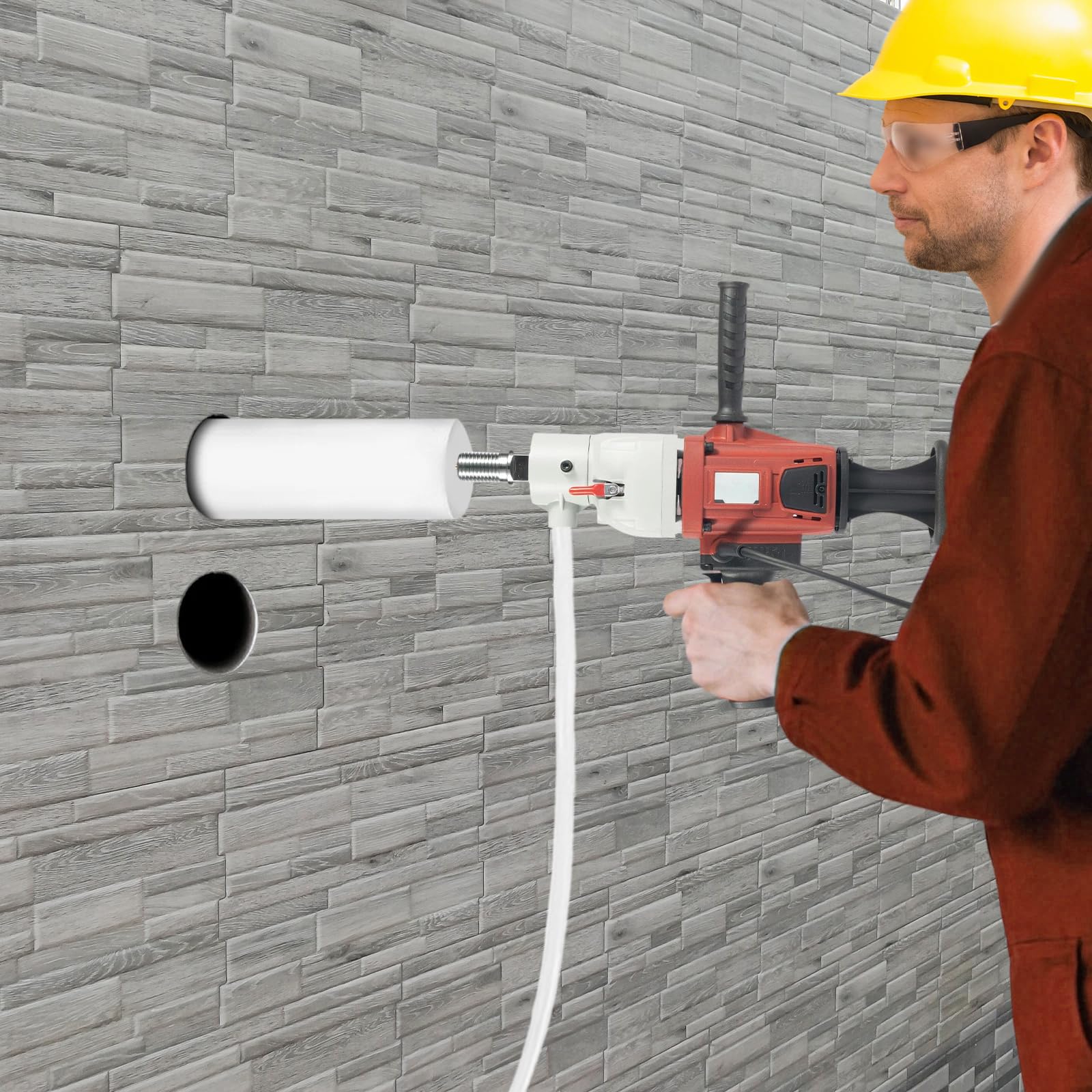Taladro de hormigón de 2200 W, 1200 rpm, con soporte y asas, taladro de núcleo de diamante, vertical, doble propósito, perforación de diamante, perforación en húmedo y seco para hormigón armado
