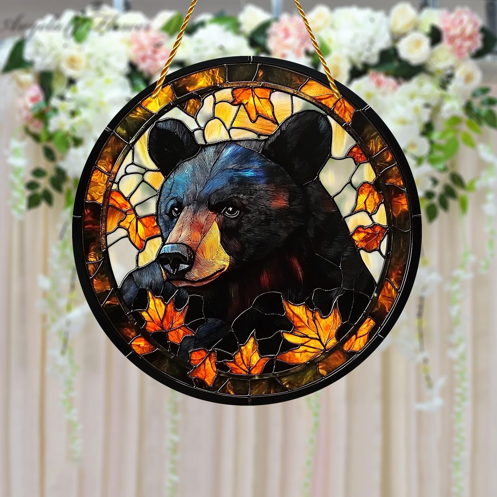Amazon.com: 8x8 inch Charming Black Bear Autumn Acrylic Stained