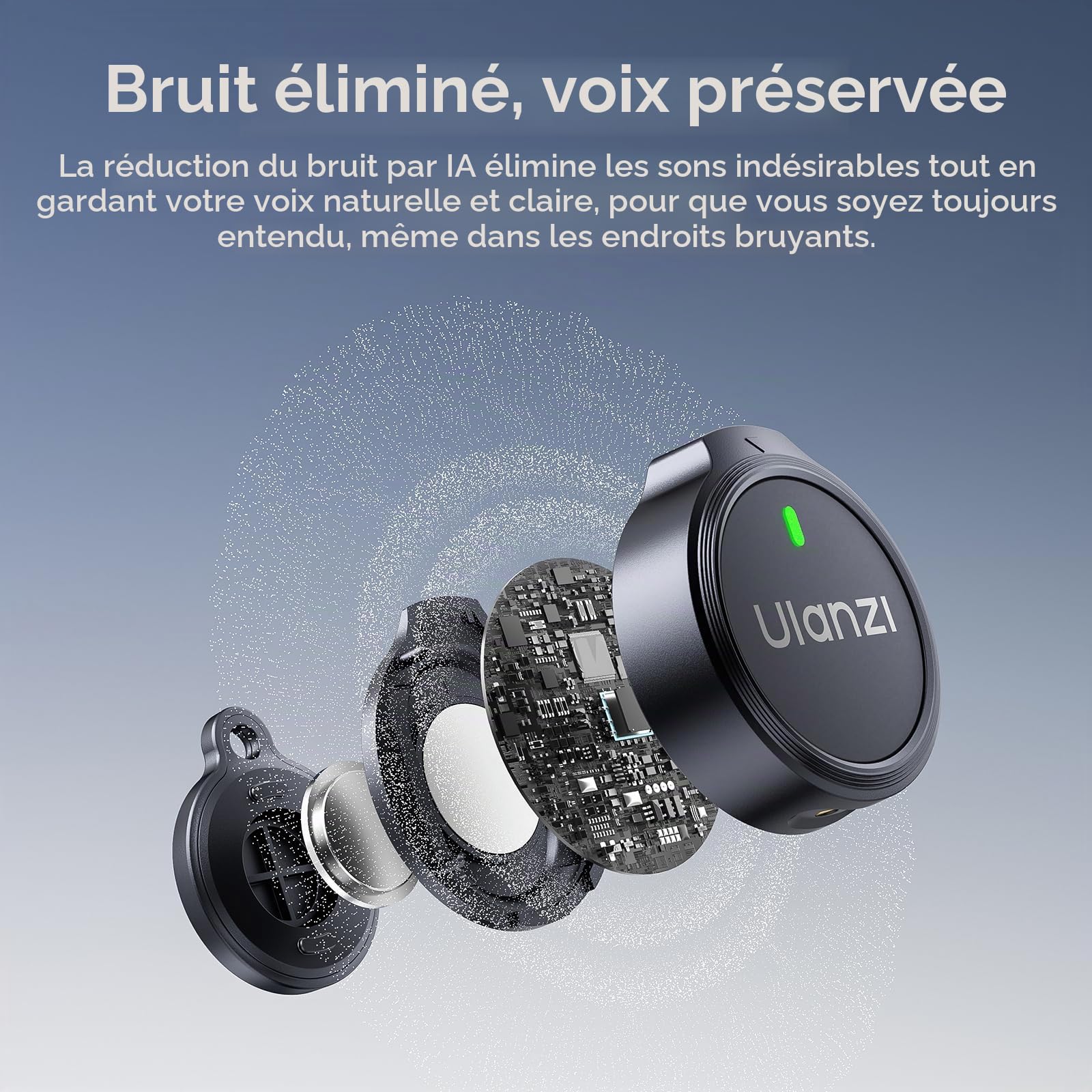 ULANZI A21 Microphone Cravate Magnétique sans Fil pour iPhone 17-15 Android, 100m Portée et 360° Capture, Réduction du Bruit AI, USB-C/Audio Hi-FI/Autonomie 30h, Micro Lavalier pour Vlogging/Youtuber