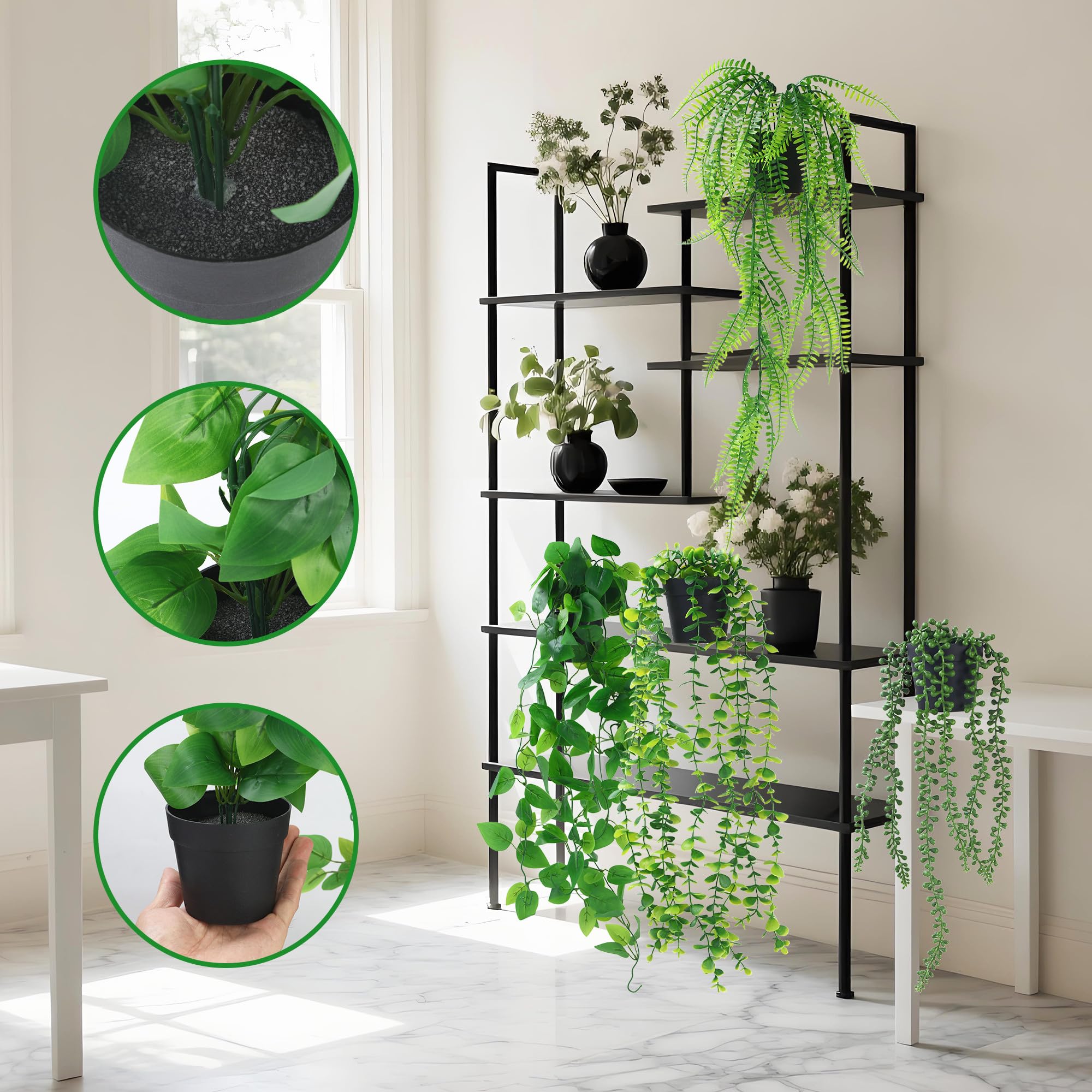 4 Pezzi Pianta Artificiale Sospesa Pianta Finta Cadente con Vaso, Piante Rampicanti Finte, Pianta Artificiale di Edera Pensile Piante Artificiali da Esterno Adatto per Casa Giardini Decorazioni Murali