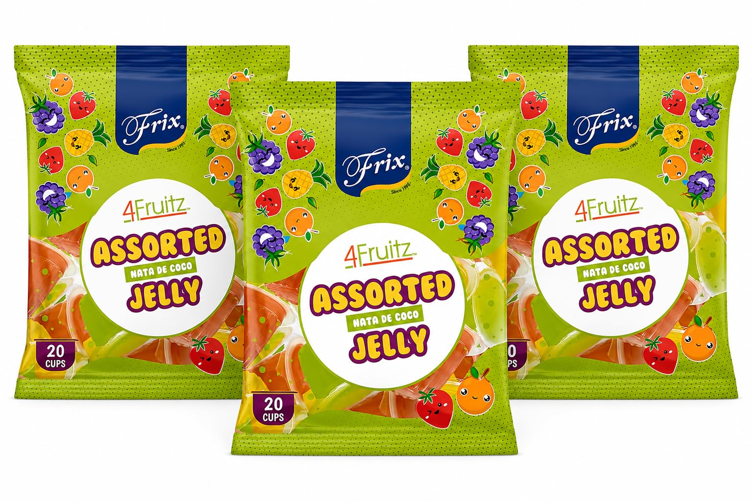 Frix Nata De Coco Jelly Cups (Pack of 3 | 60 Cups) Assorted Fruit Flavours | Grape, Pineapple, Orange, Strawberry | Chewy Coconut Jelly Cups | Vegetarian-image-19