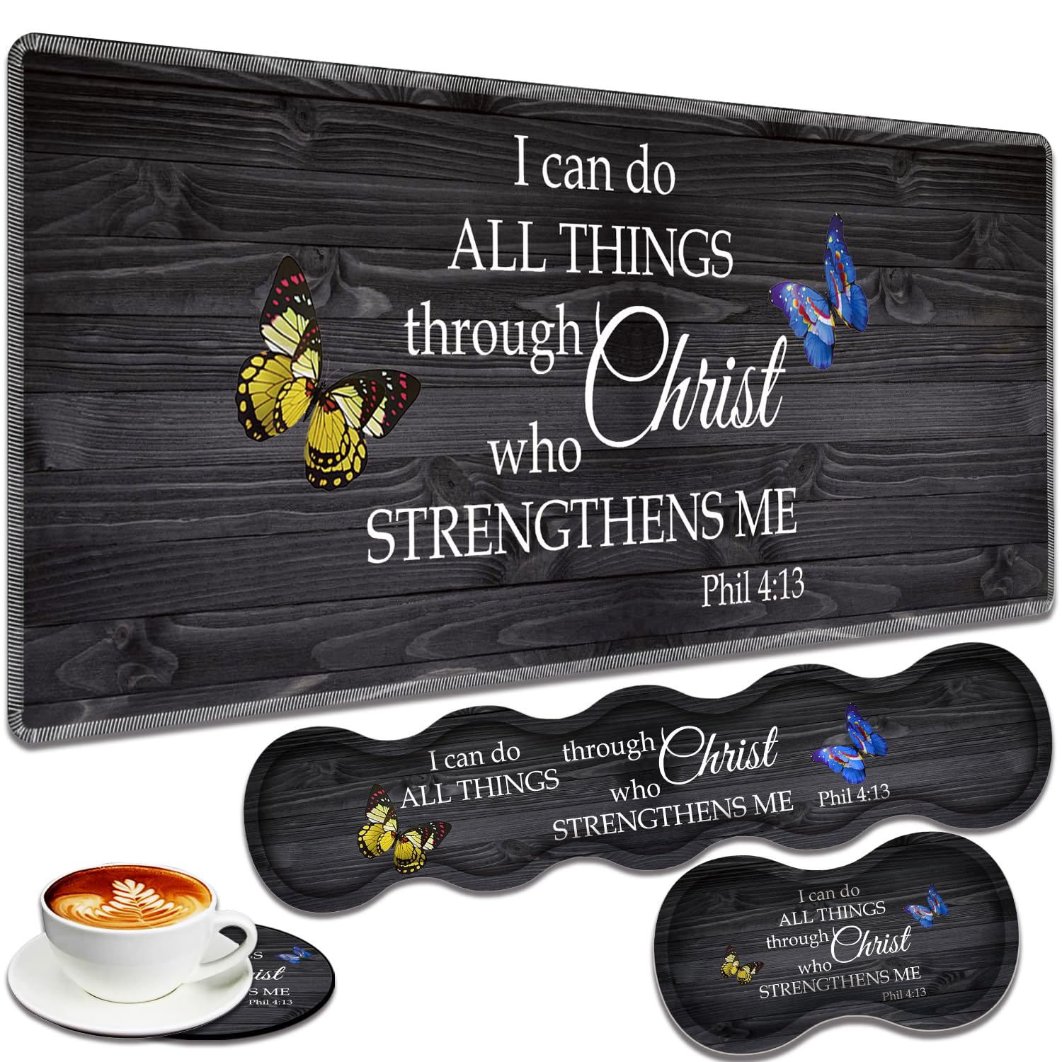 Large Gaming Mouse Pad + Keyboard Wrist Rest + Wrist Support + Coaster Set, Memory Foam Ergonomic for Easy Typing, XXL Extended Gaming Mouse Pad Table