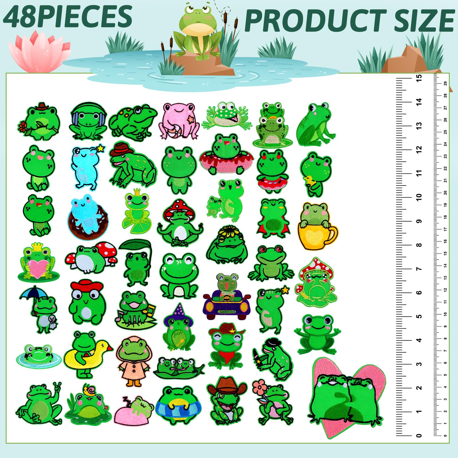 48 parches para planchar para ropa, parches de animales de dibujos animados, bonitos parches bordados para jeans, sombreros, chaquetas, ropa, mochila, bricolaje, manualidades, costura, regalo