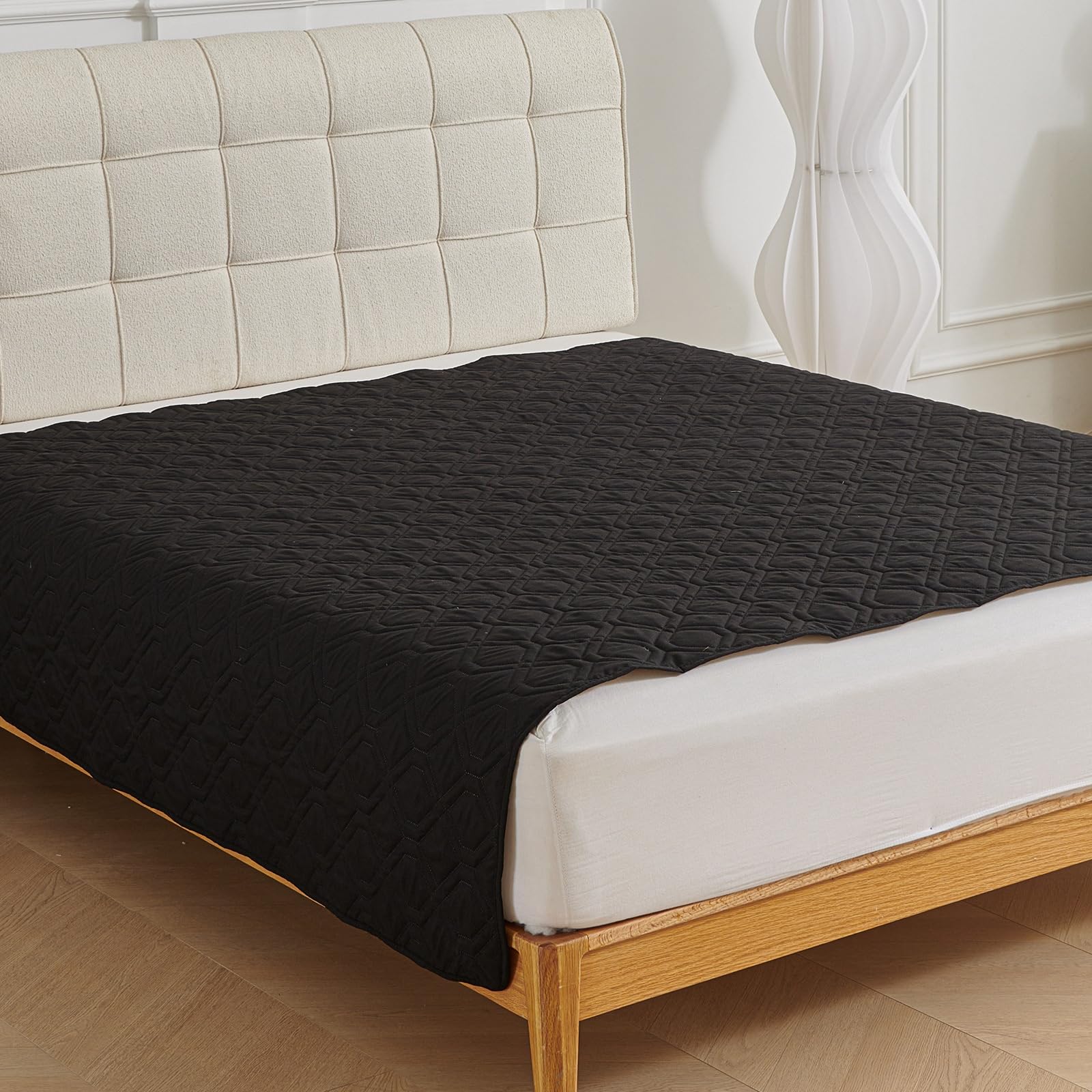 FANSU Empapadores Cama Adultos Absorbente, Protector Colchon Color Sólido (Negro,210x210cm)